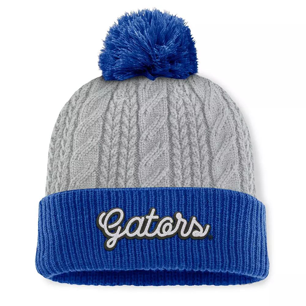 Women's Top of the World Gray/Royal Florida Gators Becca Cuffed Knit Hat with Pom, Grey Product Image