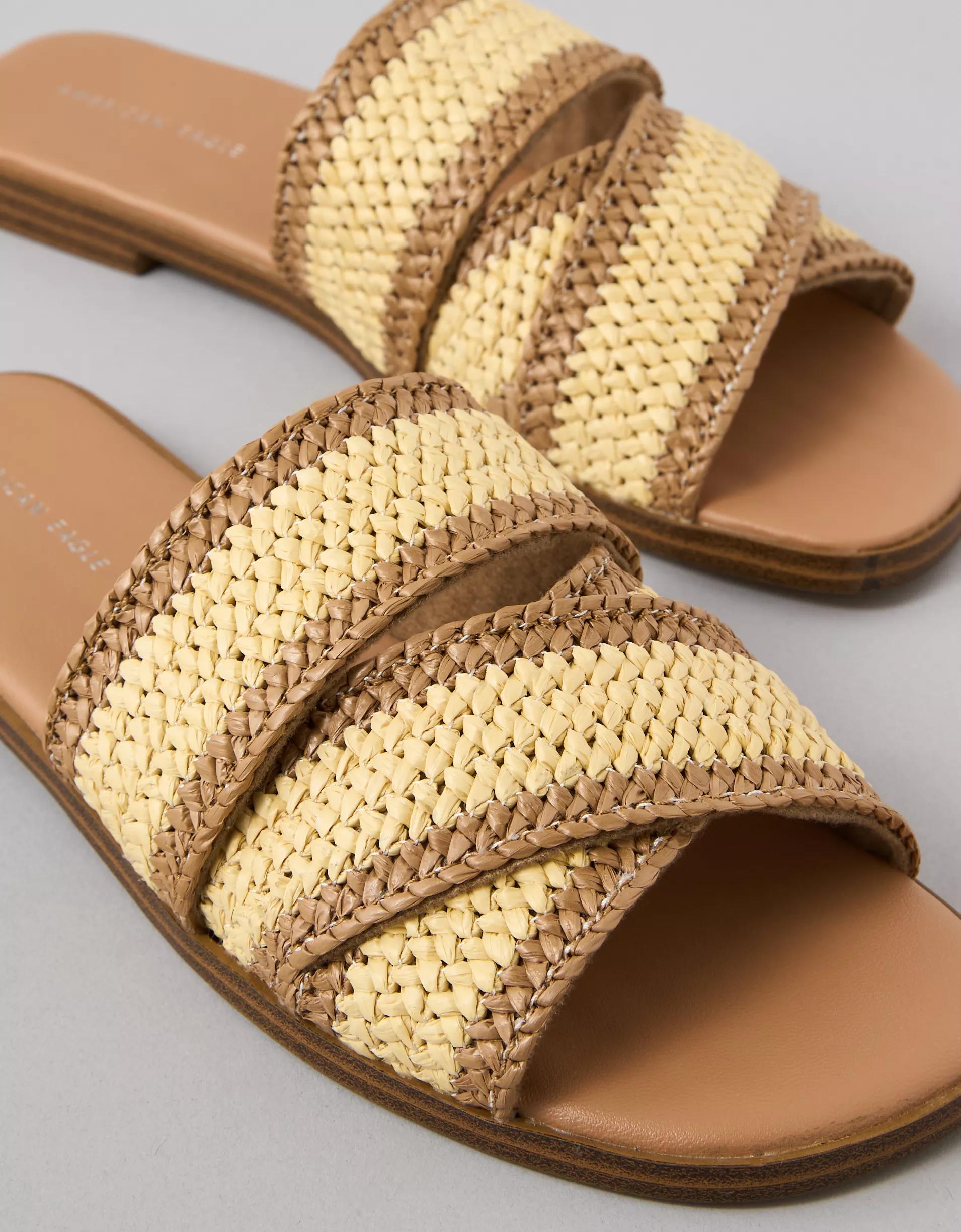 AE Two-Tone Raffia Slide Sandal Product Image