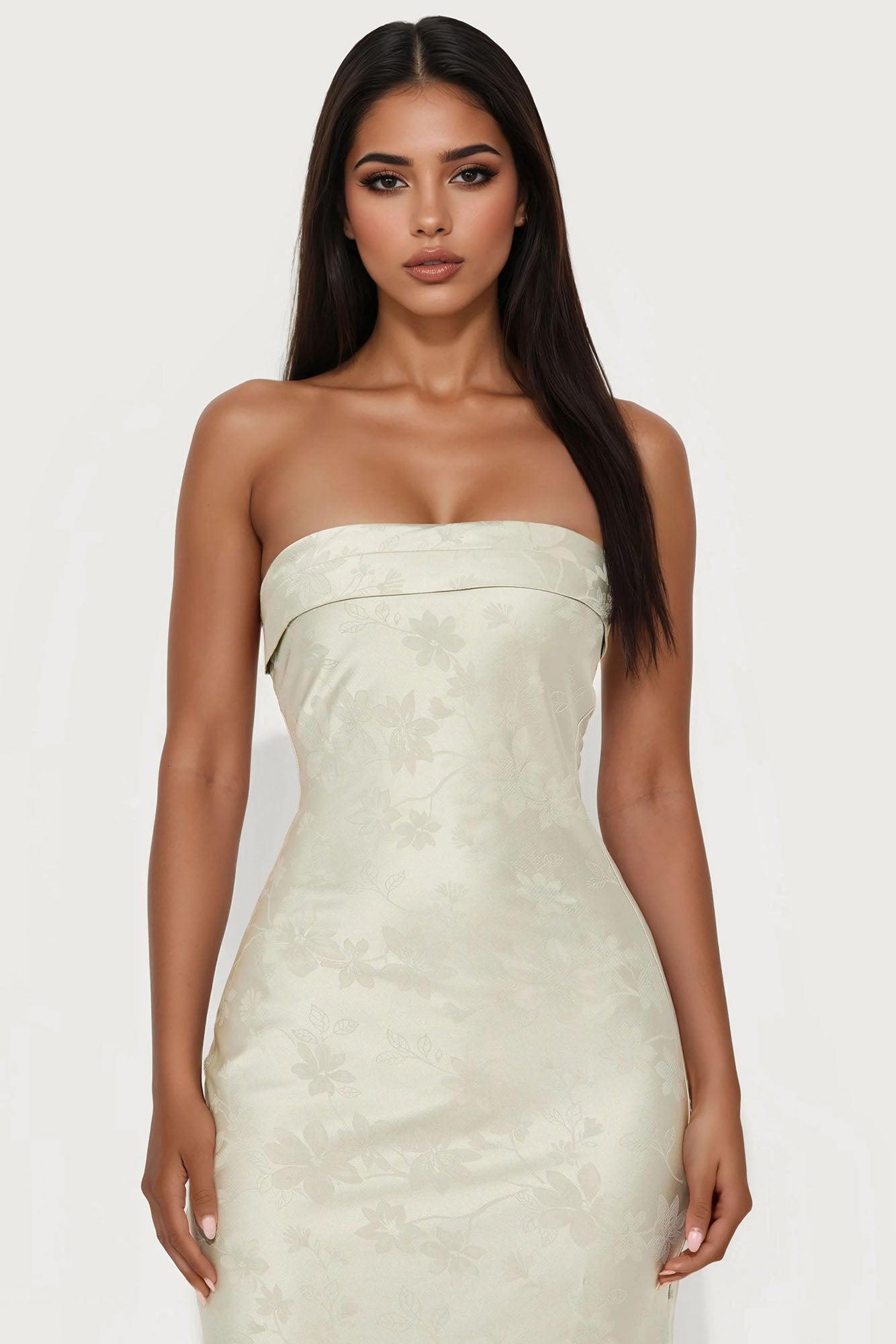 Dixie Satin Floral Maxi Dress - Sage Product Image