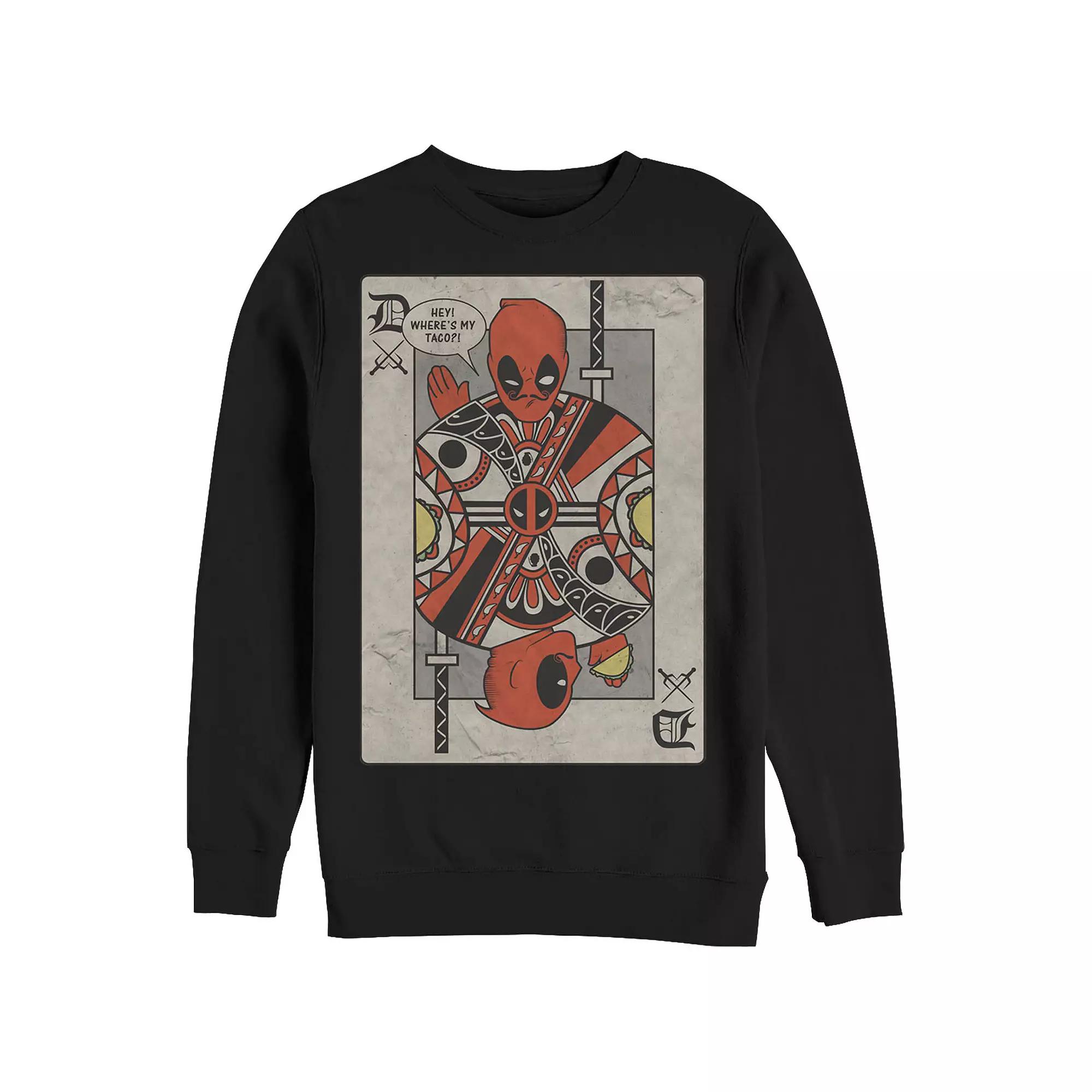 Men's Marvel Deadpool Playing Card Graphic Fleece,  Product Image
