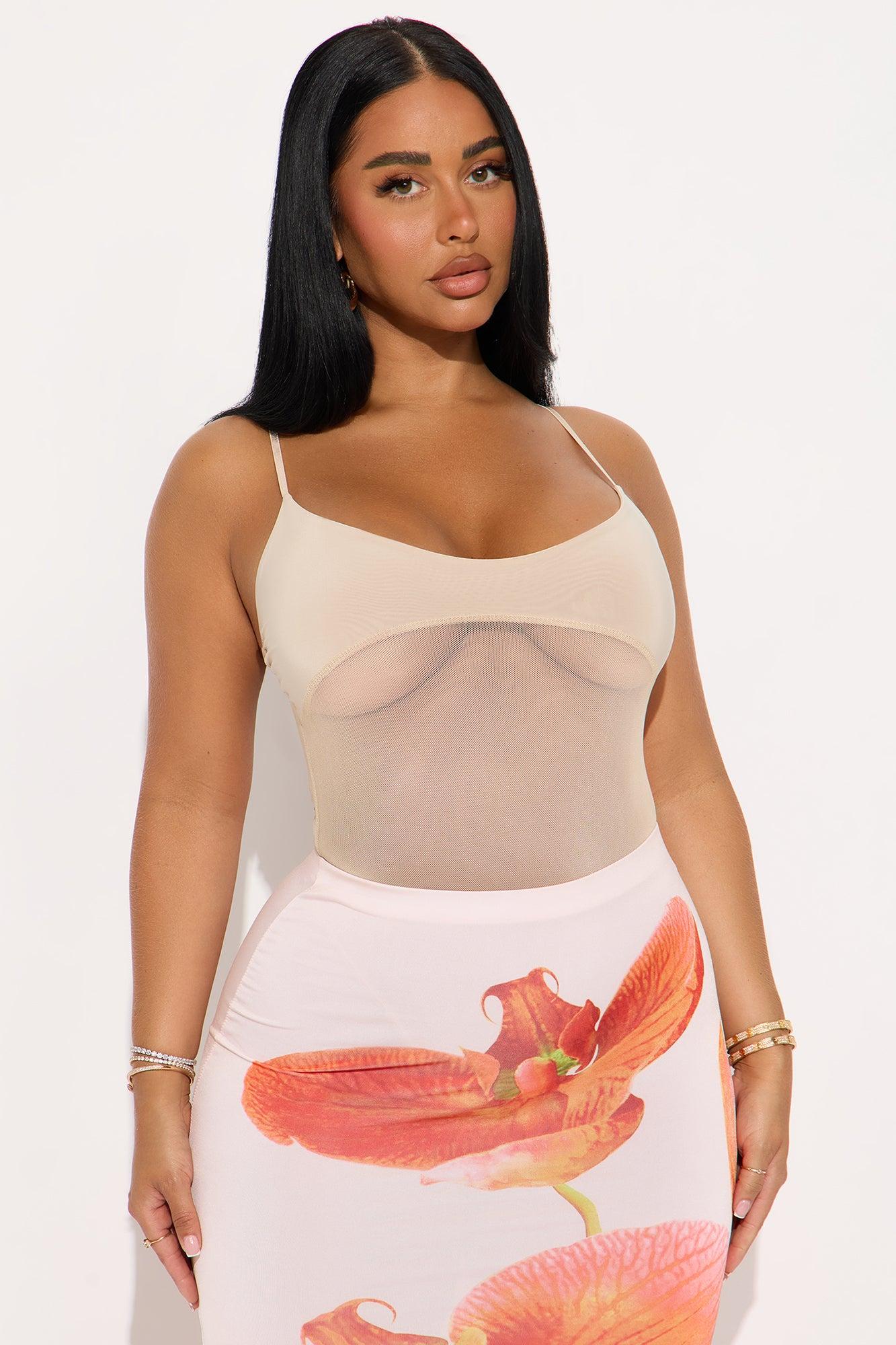 Calypso Sheer Mesh Bodysuit - Mocha Female Product Image