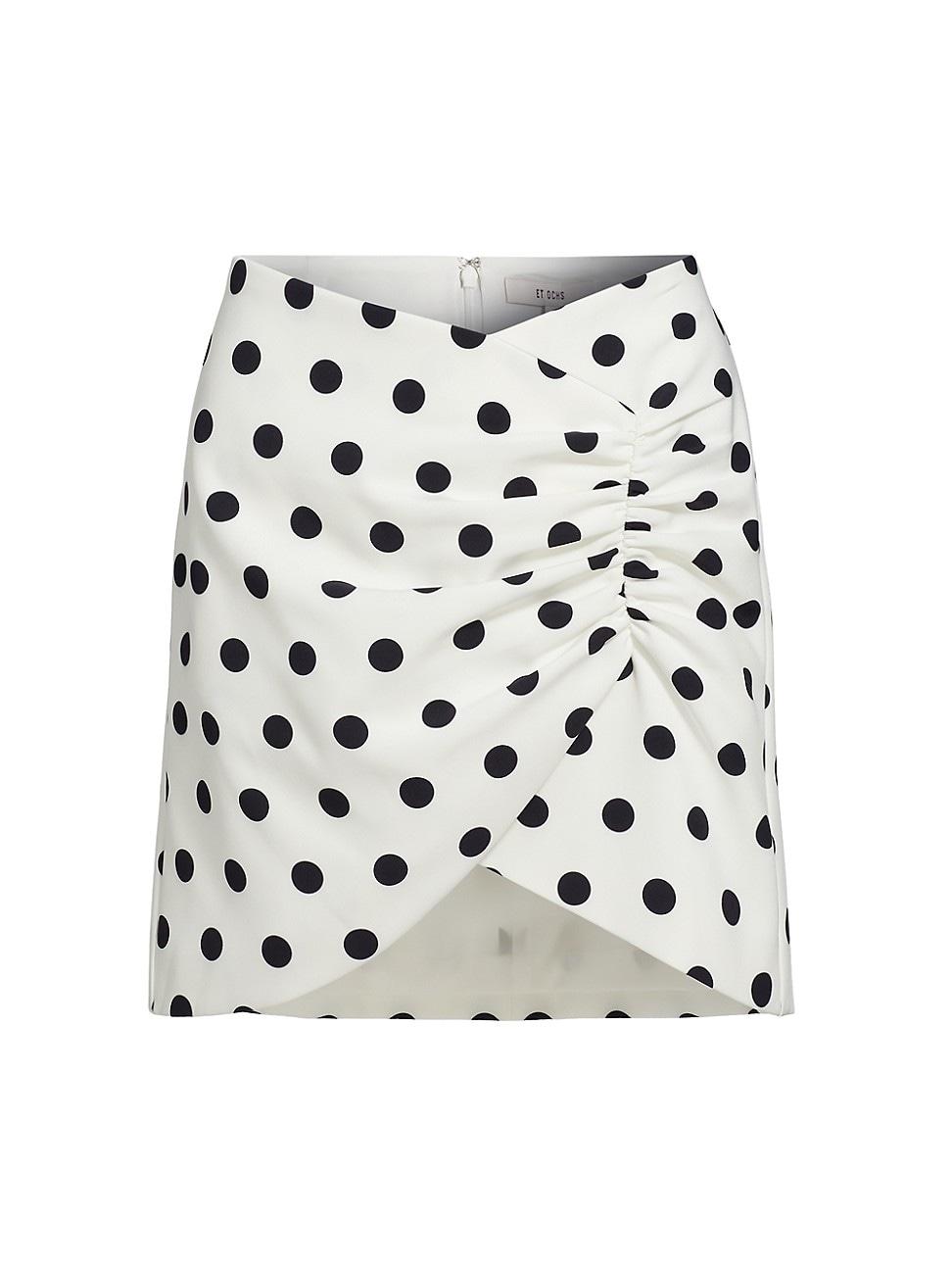 Womens Arden Polka Dot Ruched Miniskirt Size 0 Product Image