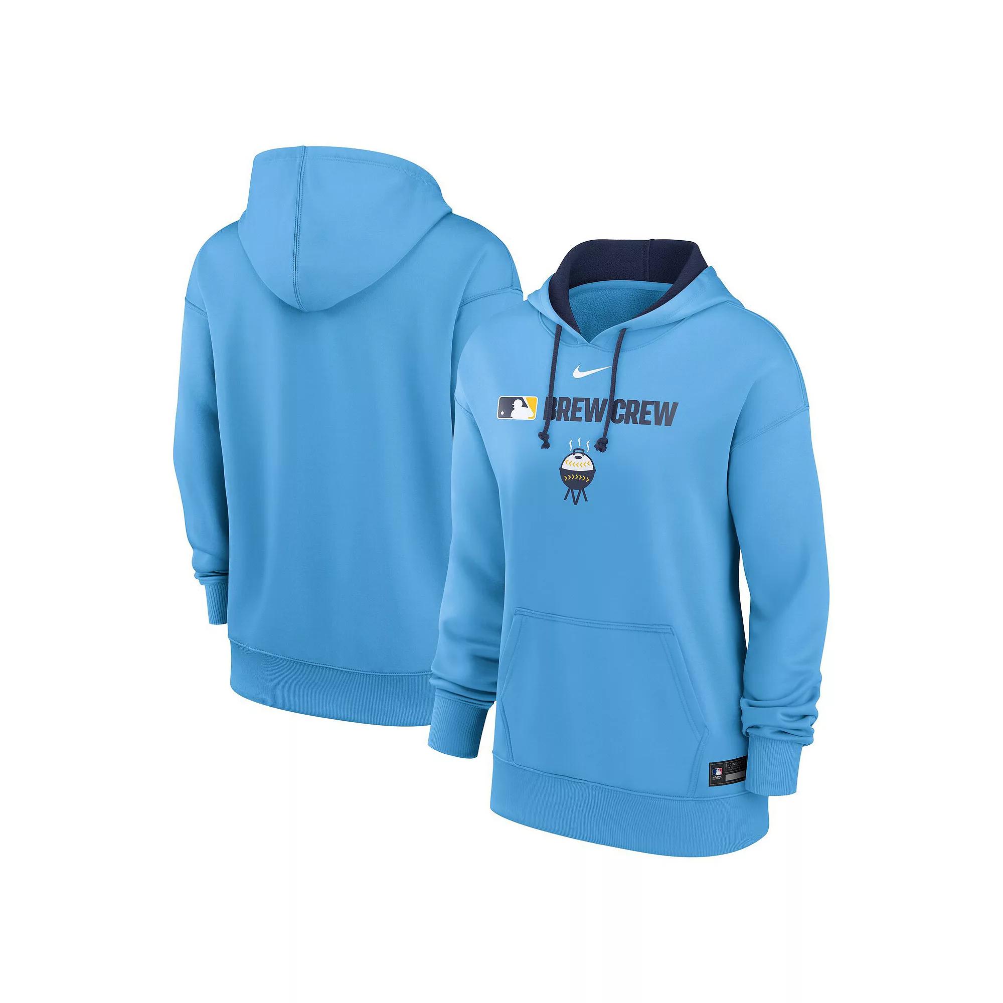 Women's Milwaukee Brewers Authentic Collection City Connect Nike Therma MLB Pullover Hoodie Product Image