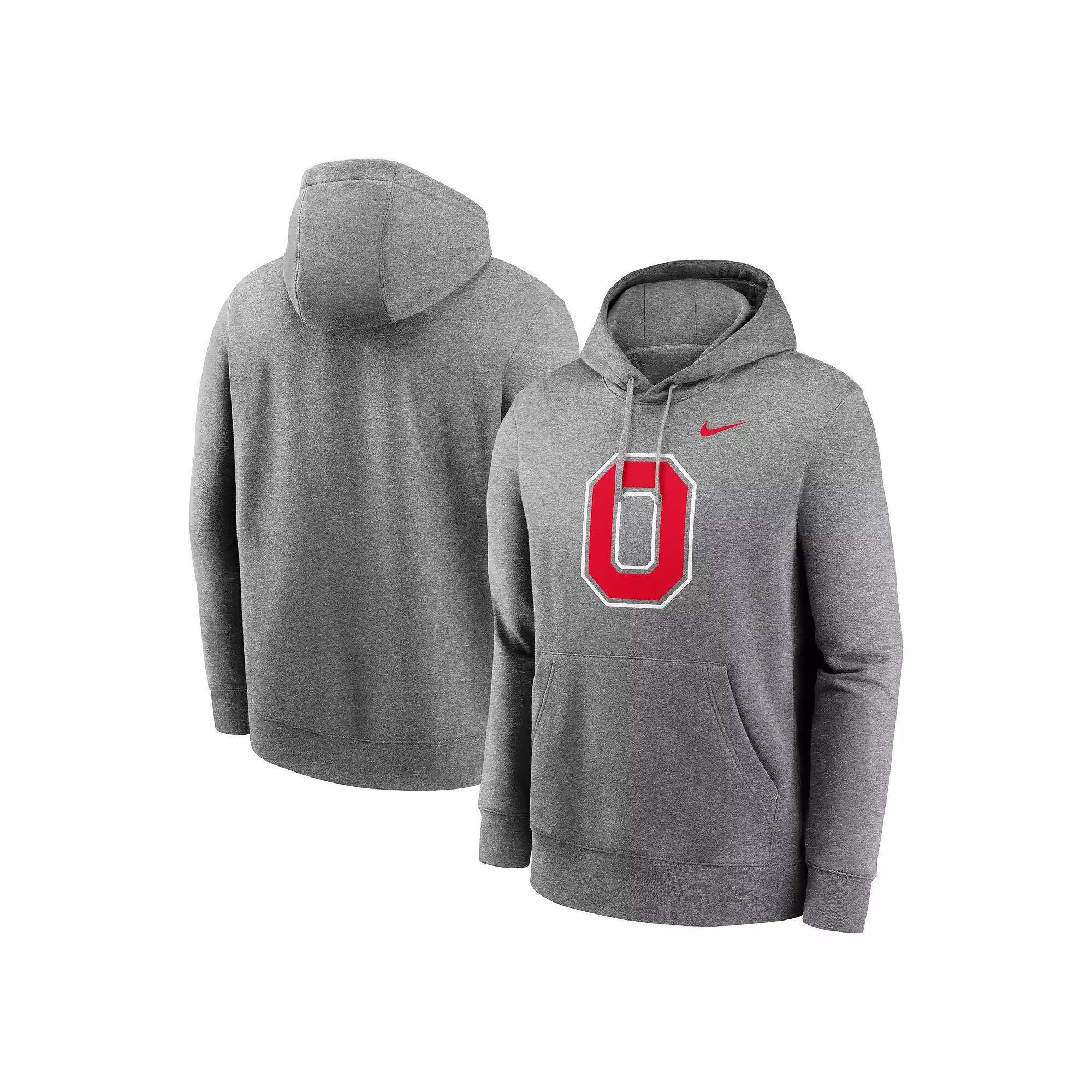 Men's Nike Heather Gray Ohio State Buckeyes Primetime Alternate Logo Club Fleece Pullover Hoodie,  Product Image