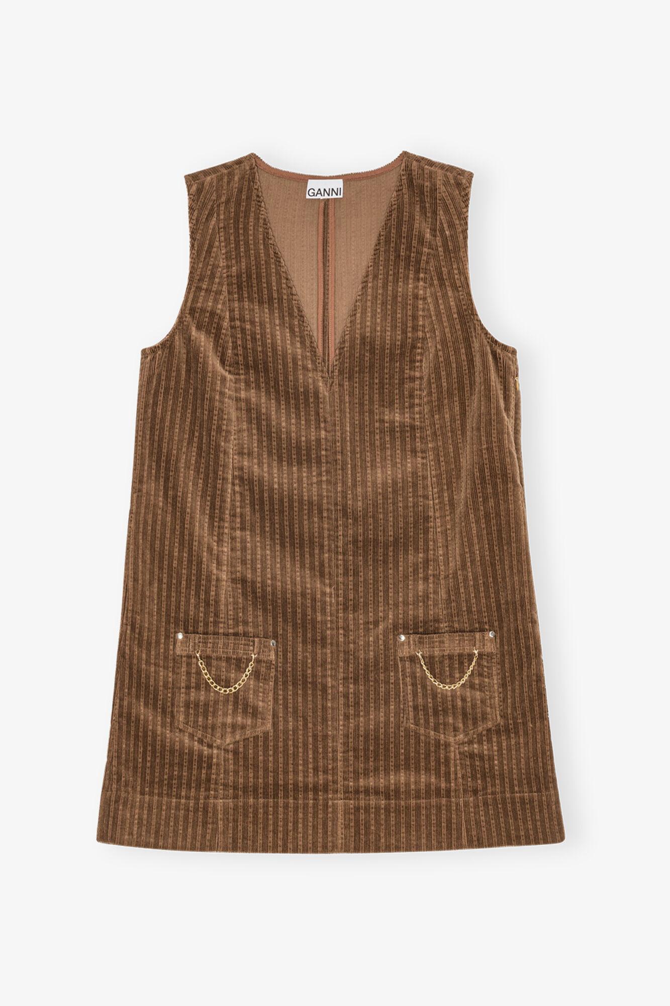 Brown Corduroy Mini Dress Product Image