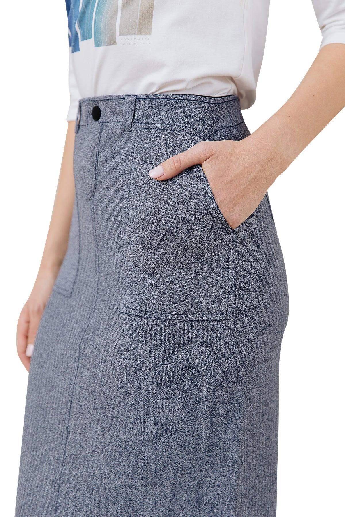 Apparalel Denim Knit Midi Pencil Skirt Product Image