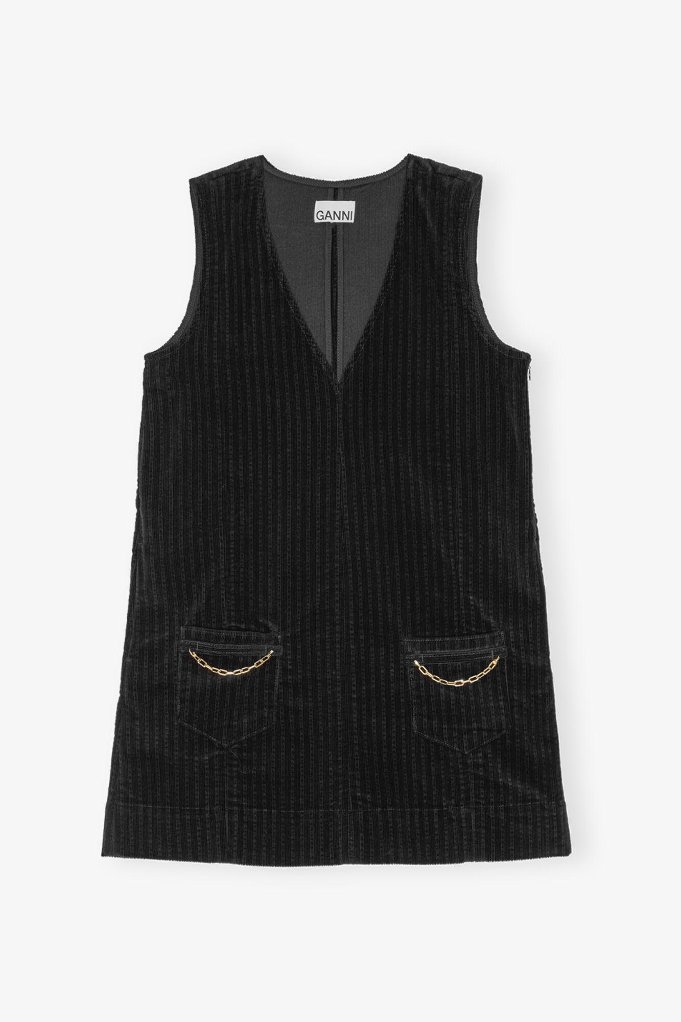 Black Corduroy Mini Dress Product Image
