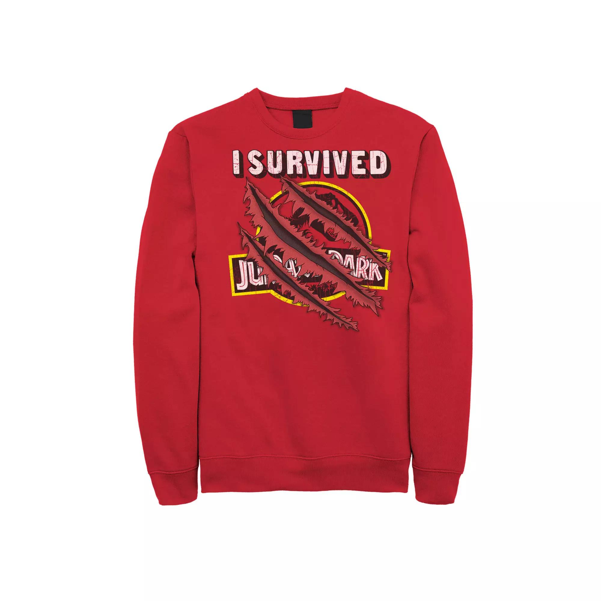 Men's Jurassic Park I Survived Claw Marks On Logo Graphic Fleece Pullover,  Product Image