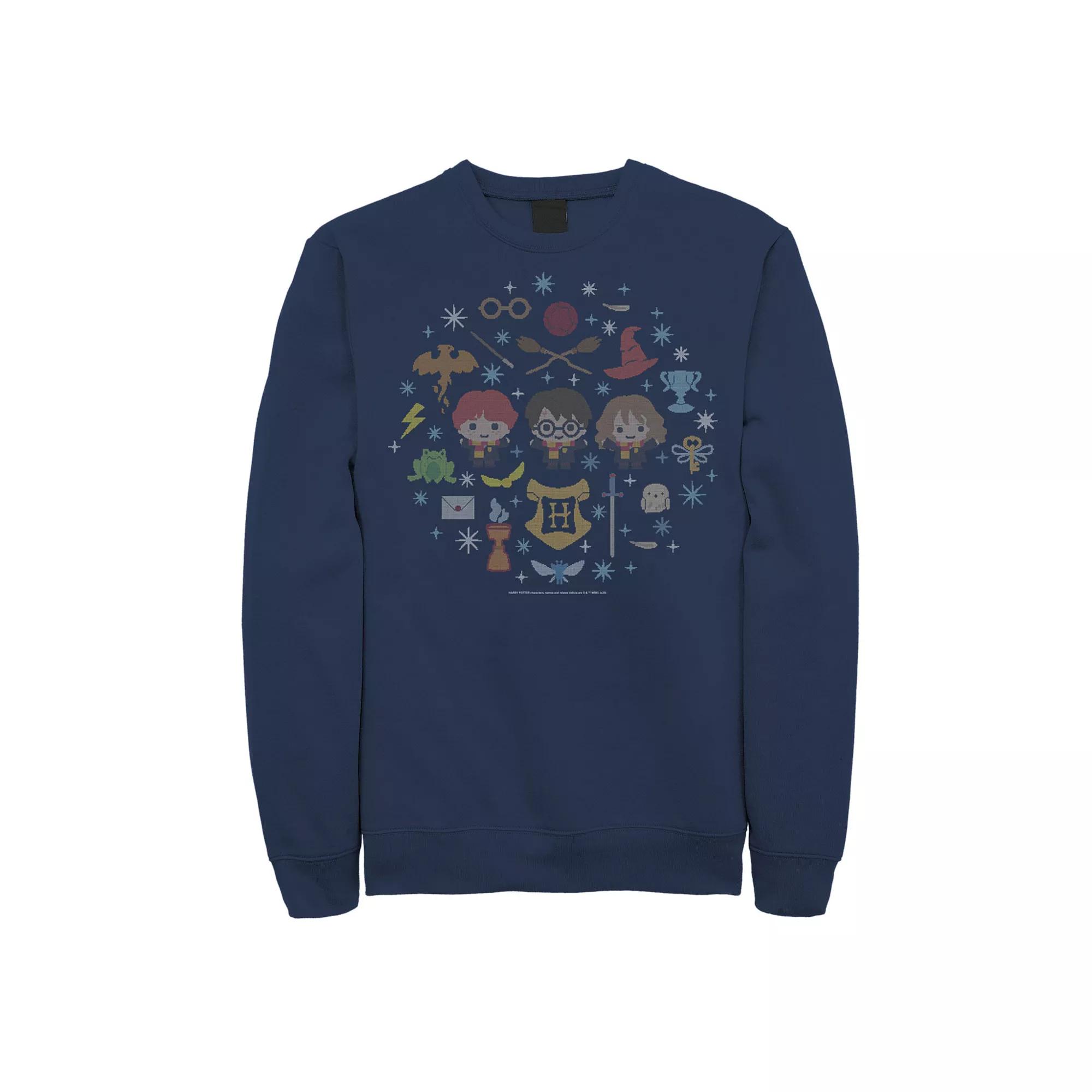 Men's Harry Potter Christmas Group Shot Chibi Ugly Sweater Sweatshirt,  Product Image