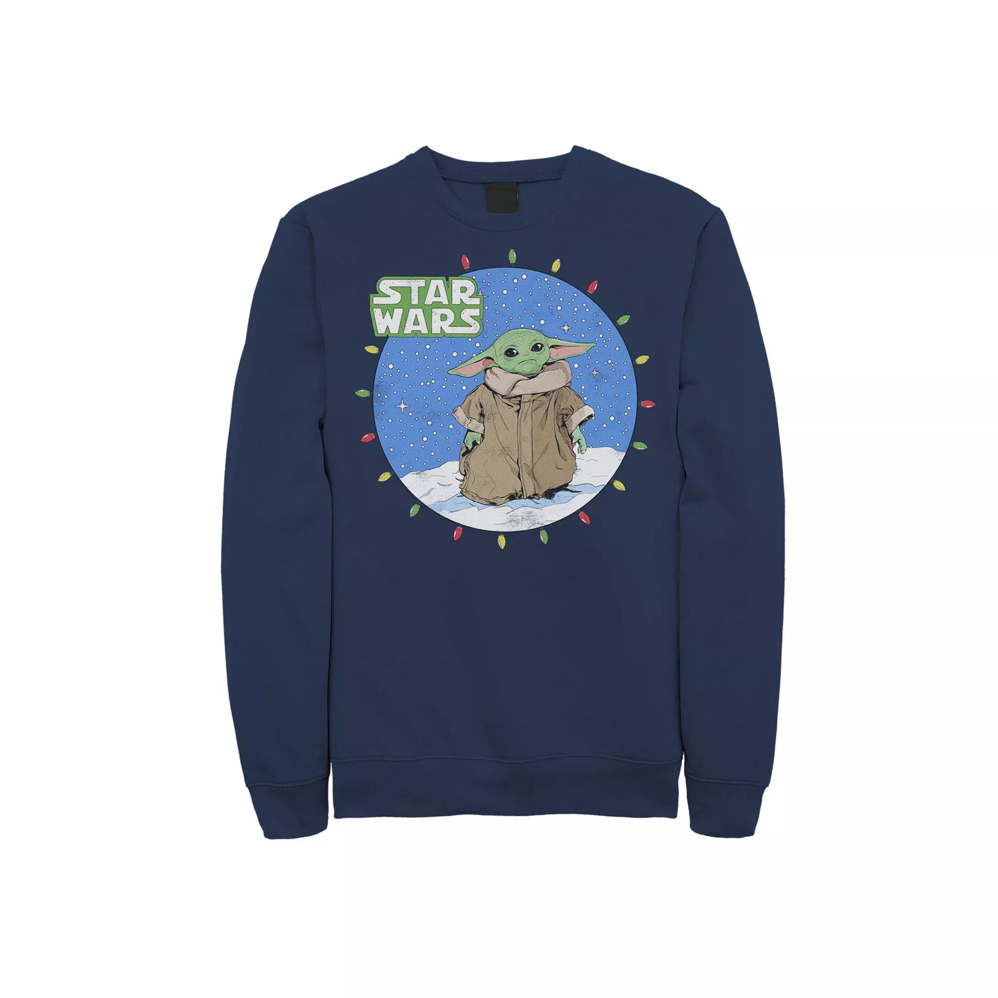 Men's Star Wars The Mandalorian The Child Christmas Lights Sweatshirt,  Product Image