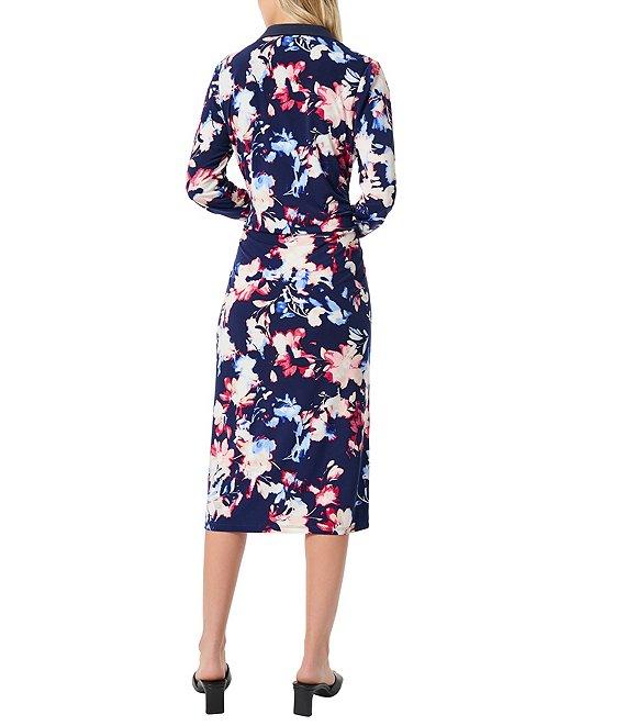 Jones New York Long Sleeve Twist Faux Wrap Midi Dress Product Image