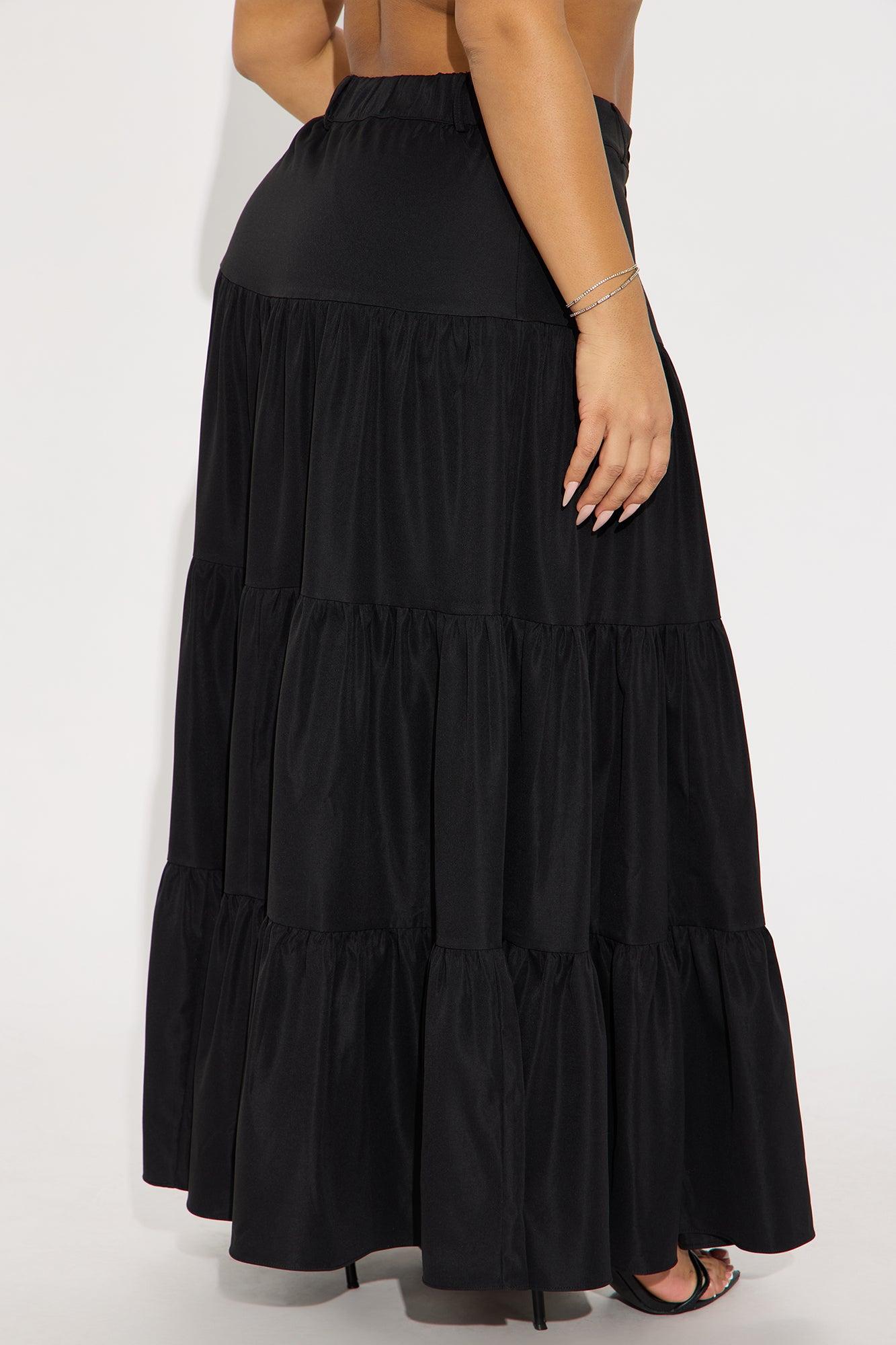 Marina Tiered Maxi Skirt - Black Product Image