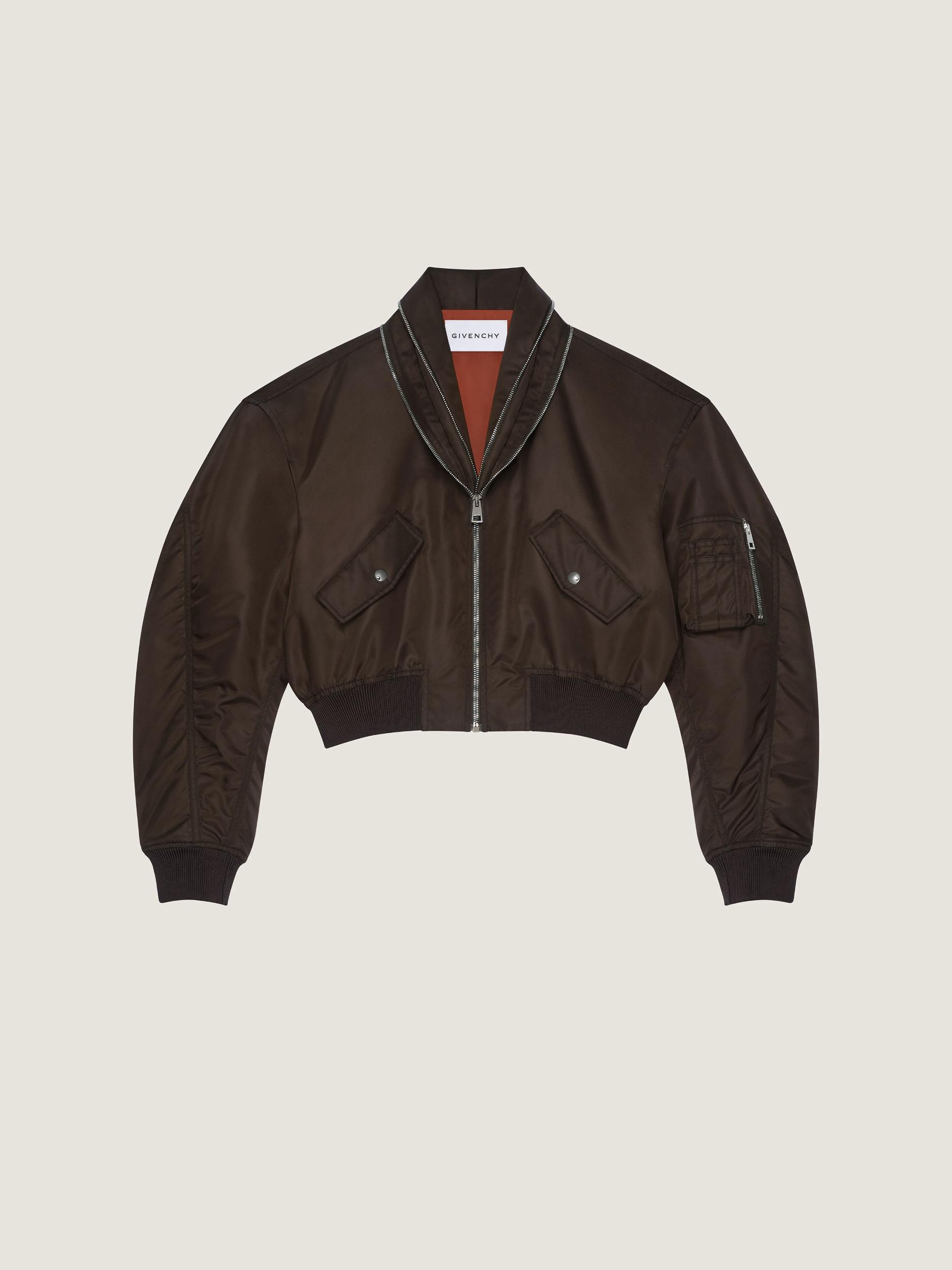 Bomber with zipped shawl collar in nylon Product Image