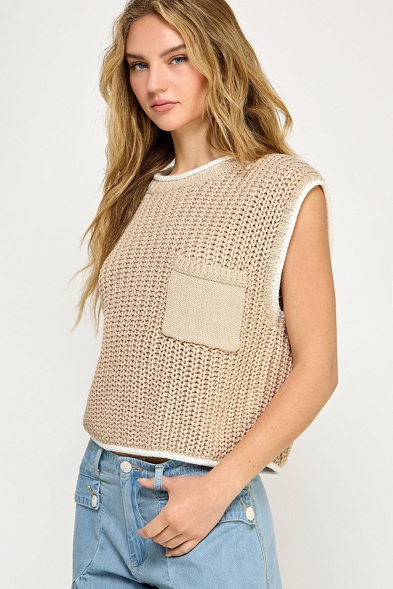Soft Chunky Knit Sweater Vest Product Image