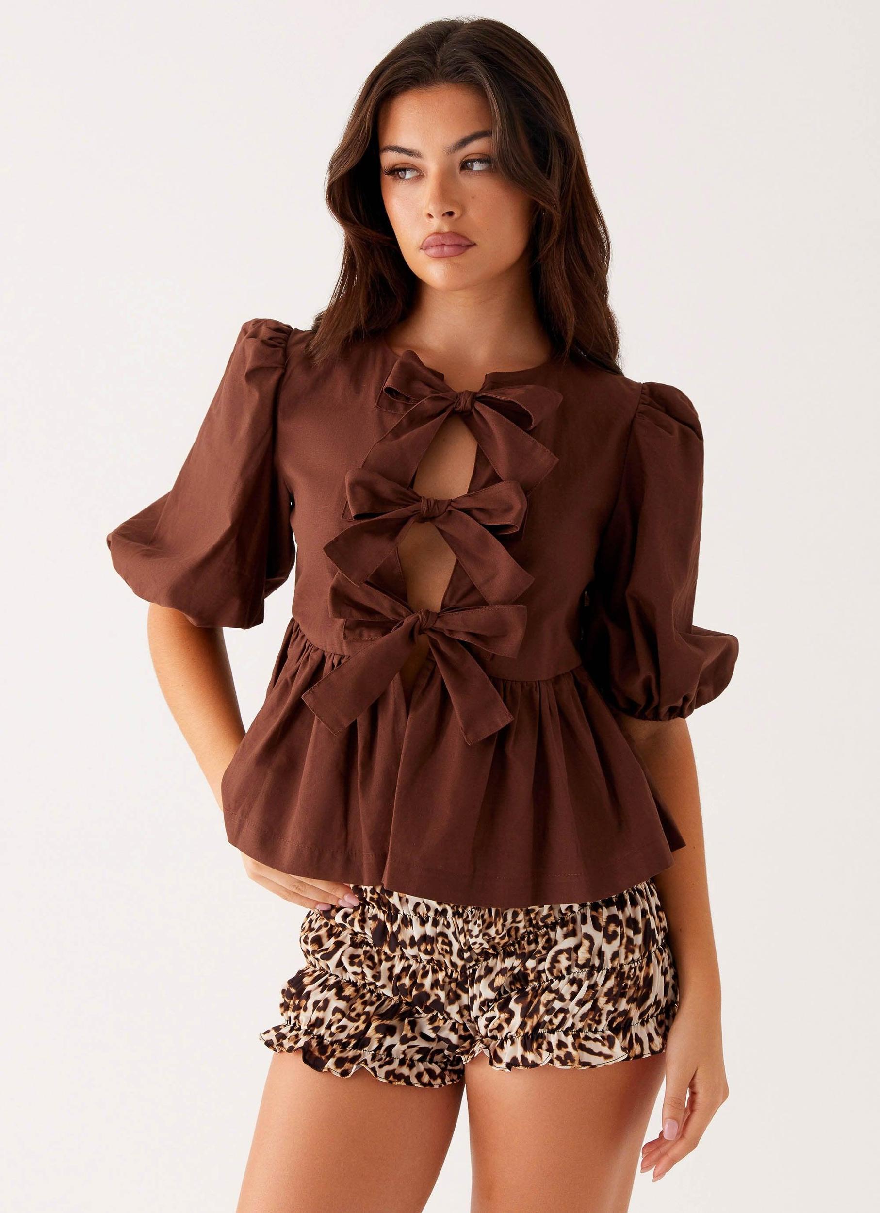 Western Wind Tie Top - Chocolate Product Image
