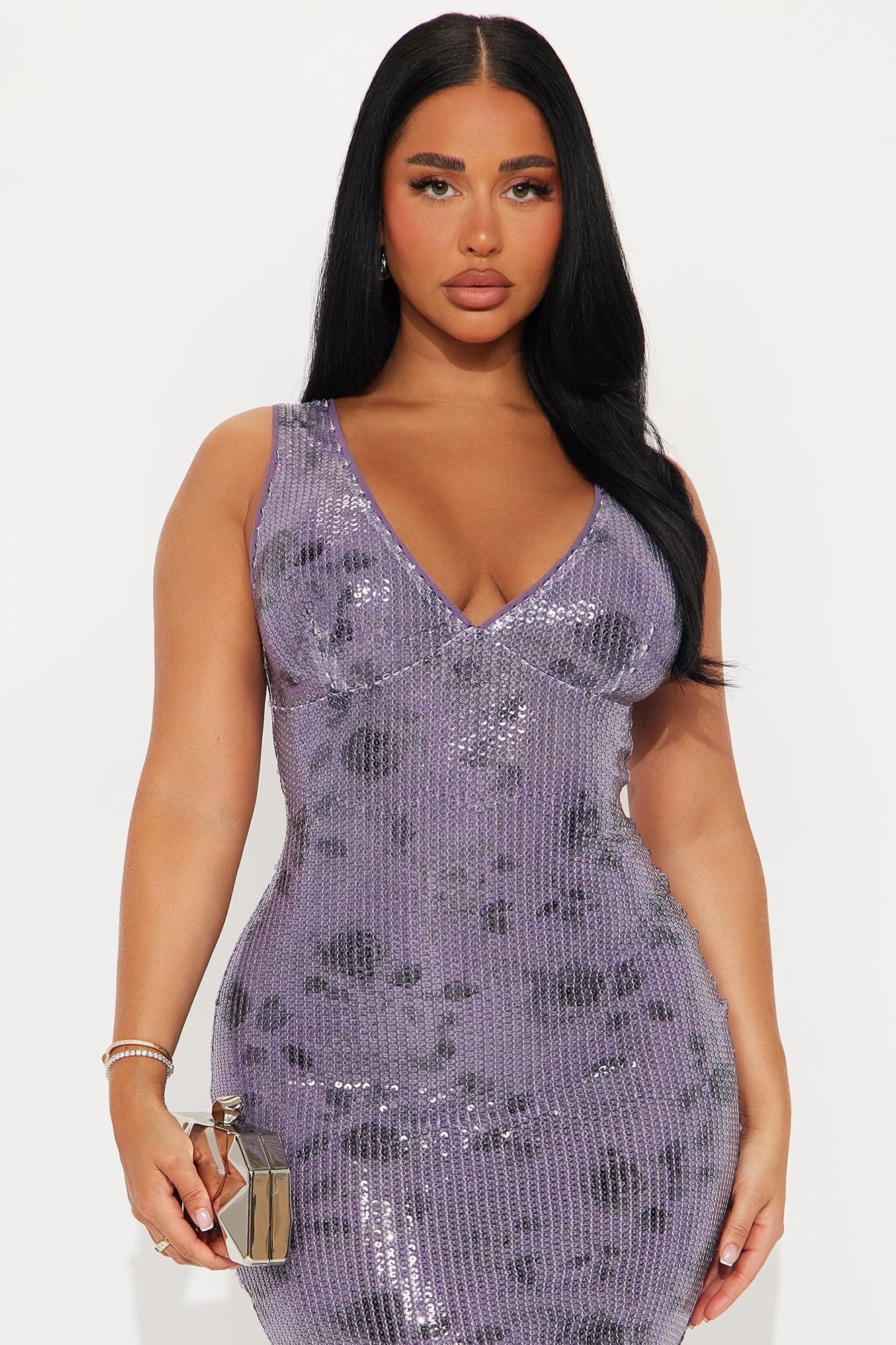 Willa Floral Sequin Maxi Dress - Purple Female Product Image