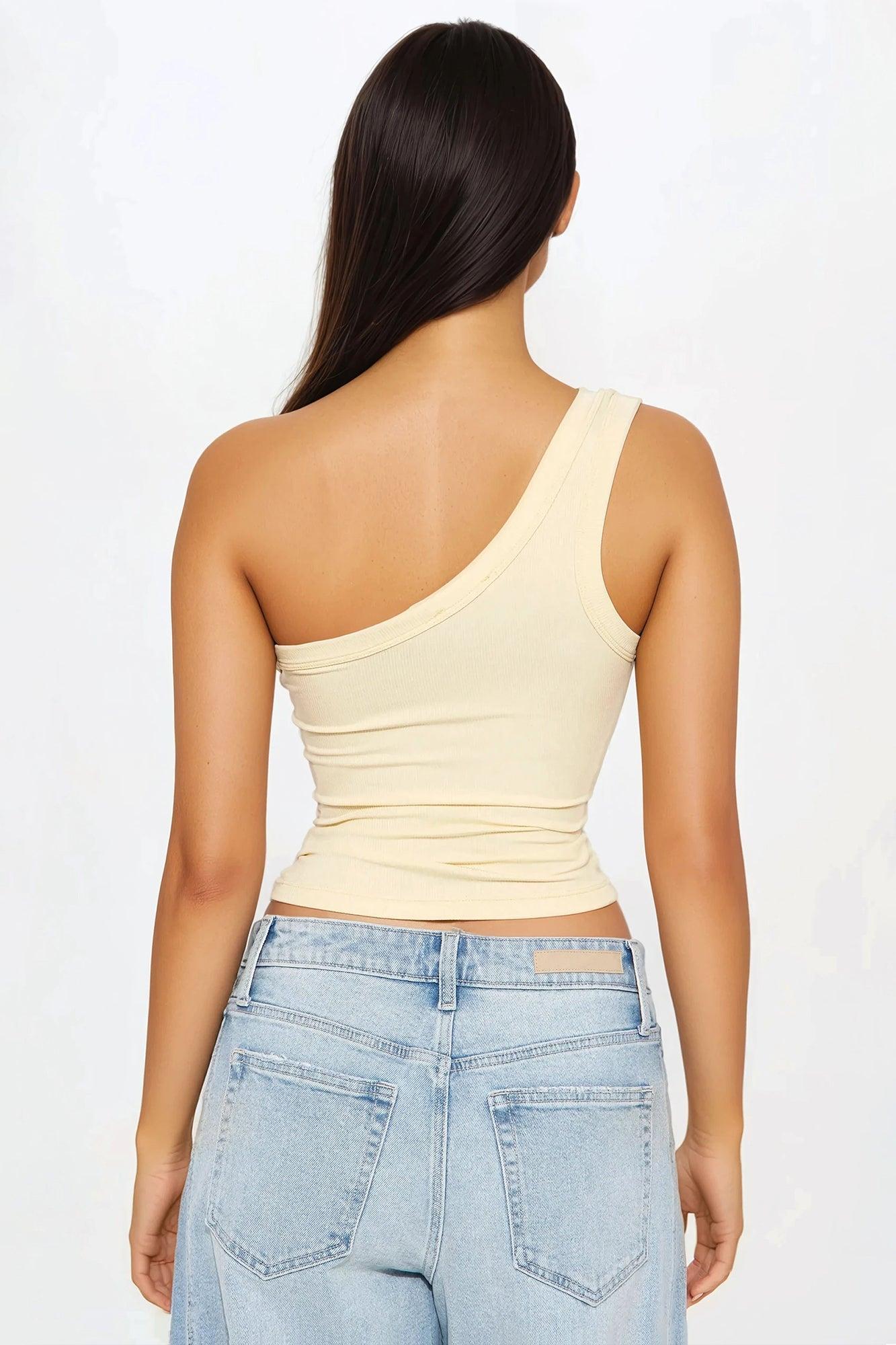 Lara One Shoulder Top - Butter Yellow Product Image