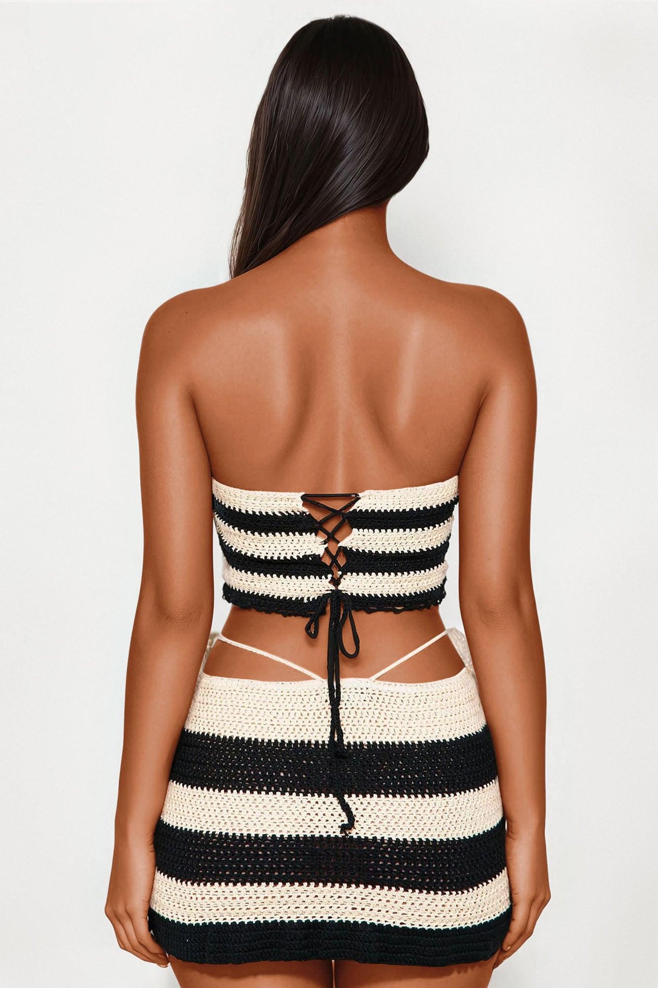 Show Off Crochet Skirt Set - Black/combo Female Product Image