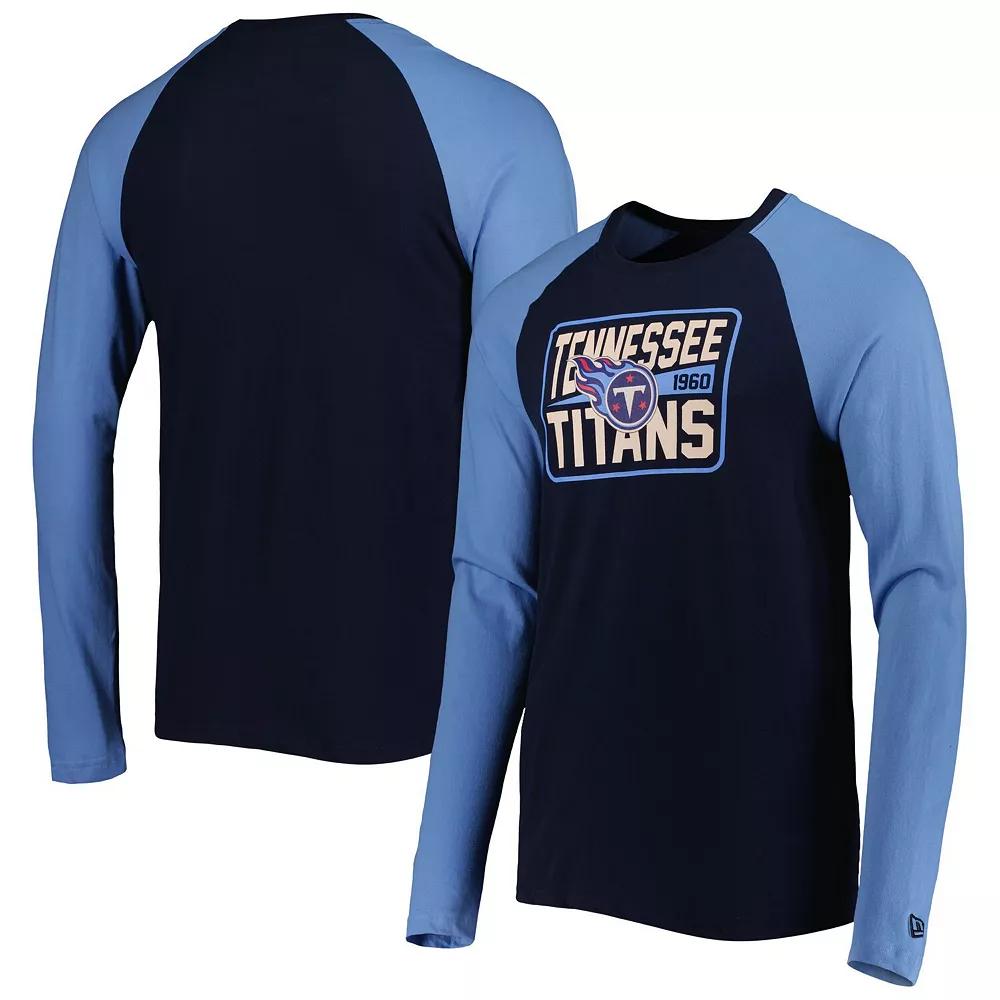 Men's New Era Navy Tennessee Titans Current Raglan Long Sleeve T-Shirt, Size: 2XL, Blue Product Image