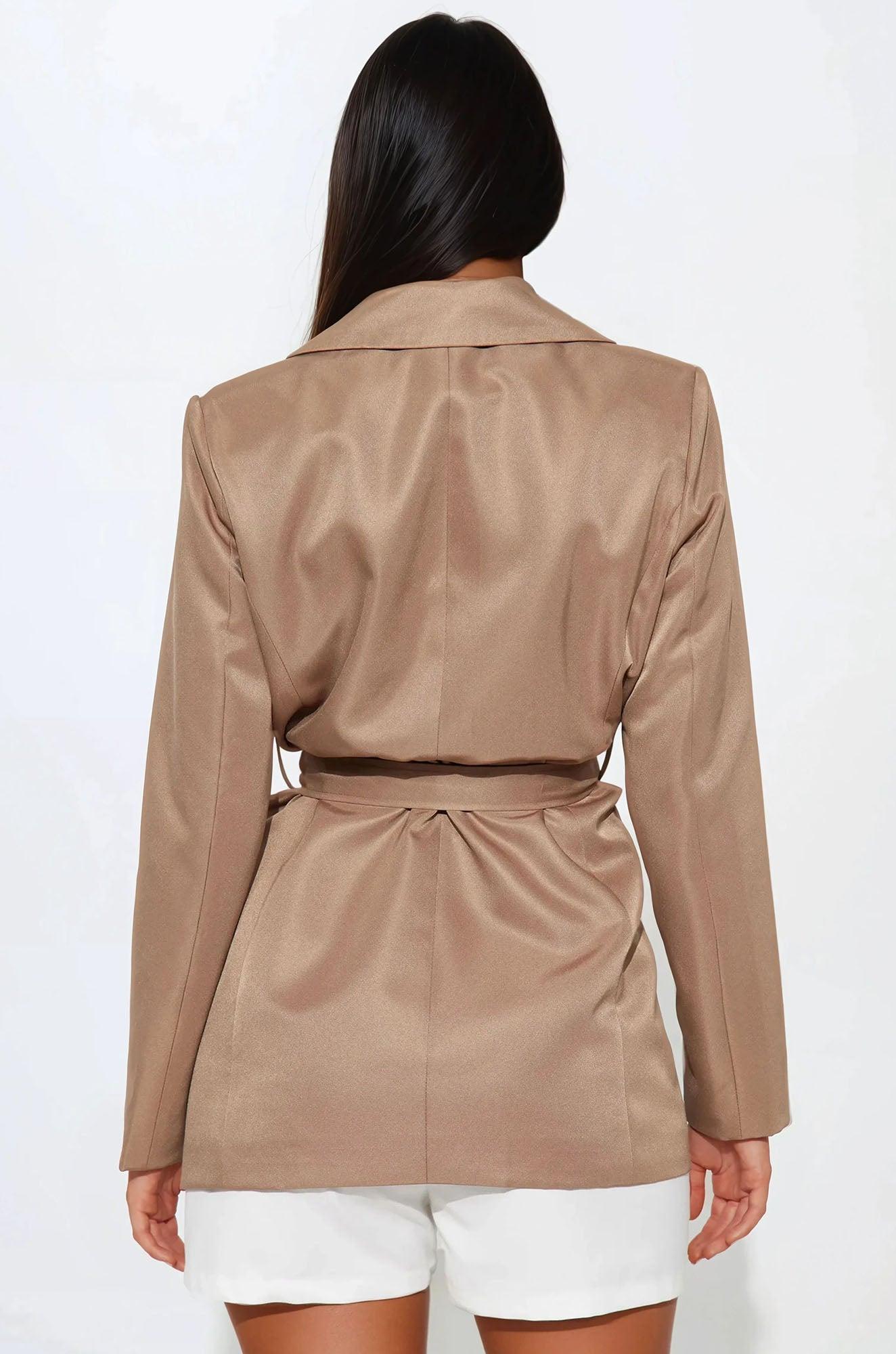 Wrap It Up Belted Blazer - Camel Female Product Image