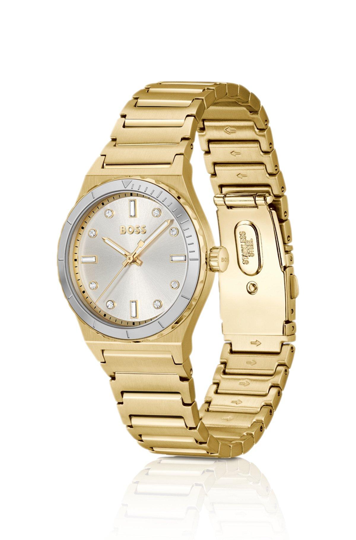 BOSS - Gold-tone watch with crystal indexes and link bracelet Product Image