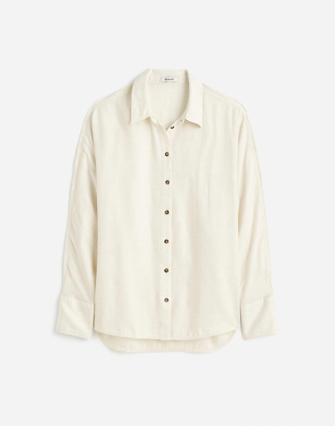 Heathered Flannel Dolman Button-Up Shirt Product Image