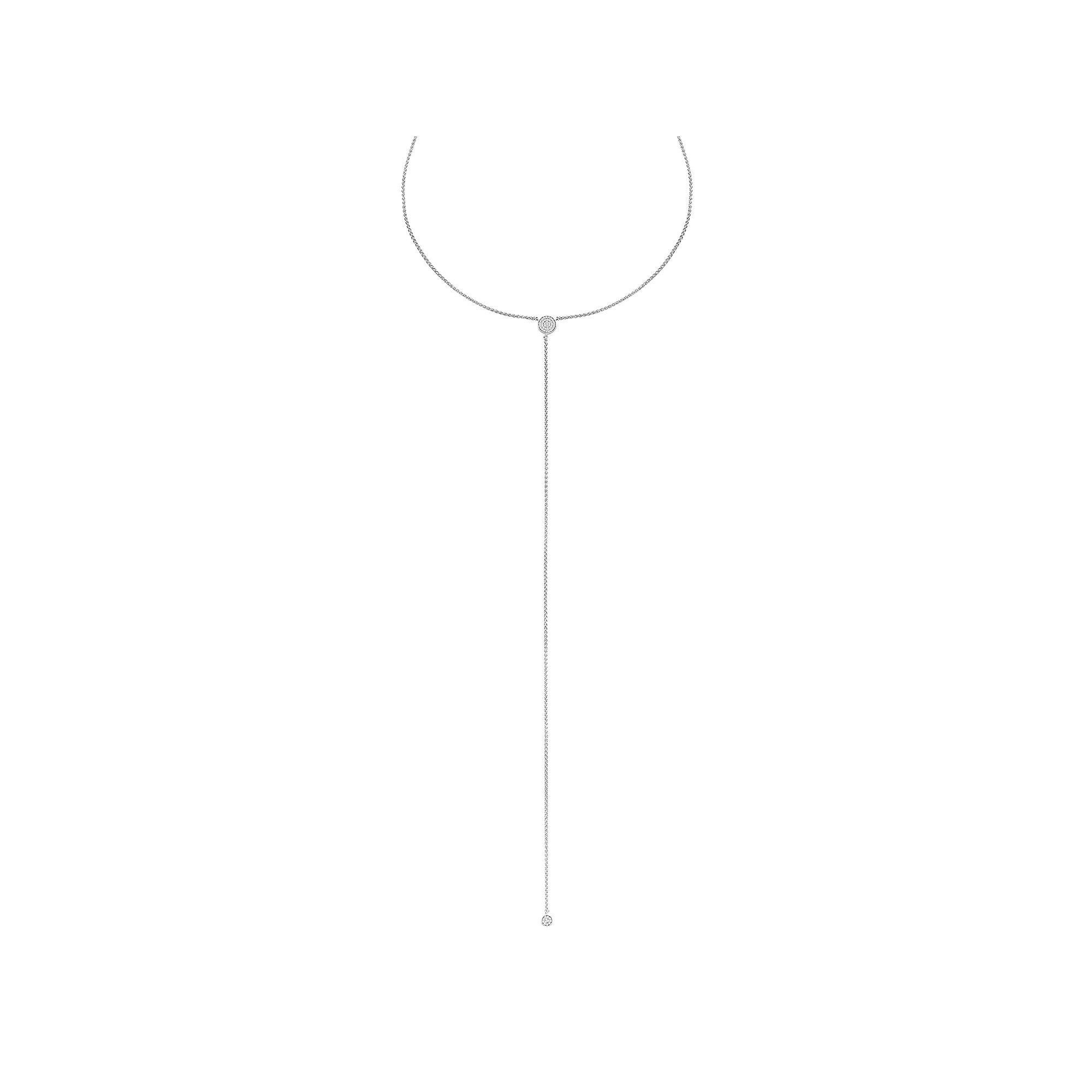 Sterling Silver 1/8 Carat T.W. Diamond Disc Y Necklace, Womens White Product Image