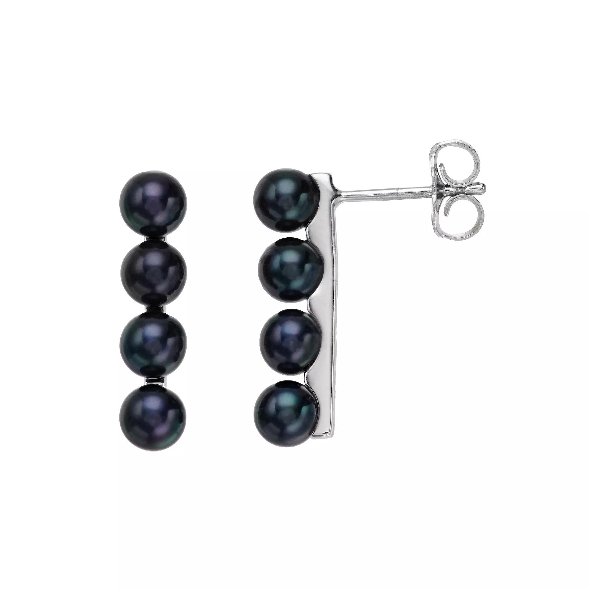Simply Vera Vera Wang Sterling Silver Dyed Black Freshwater Cultured Pearl Stud Earrings, Women's Product Image