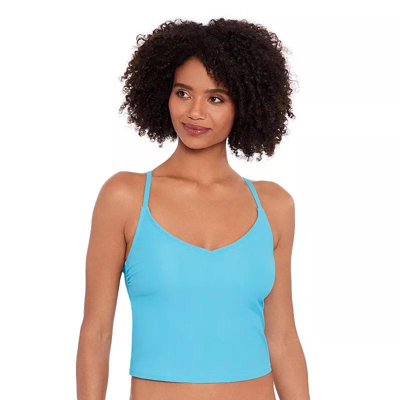 Women's Eco Beach Cropped Scoopneck Strappy Tankini Swim Top,  Product Image
