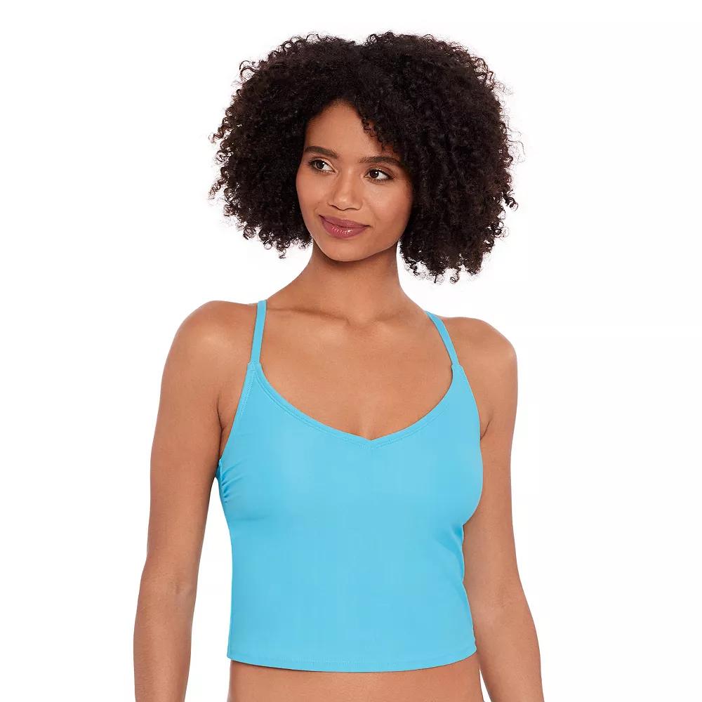 Women's Eco Beach Cropped Scoopneck Strappy Tankini Swim Top,  Product Image