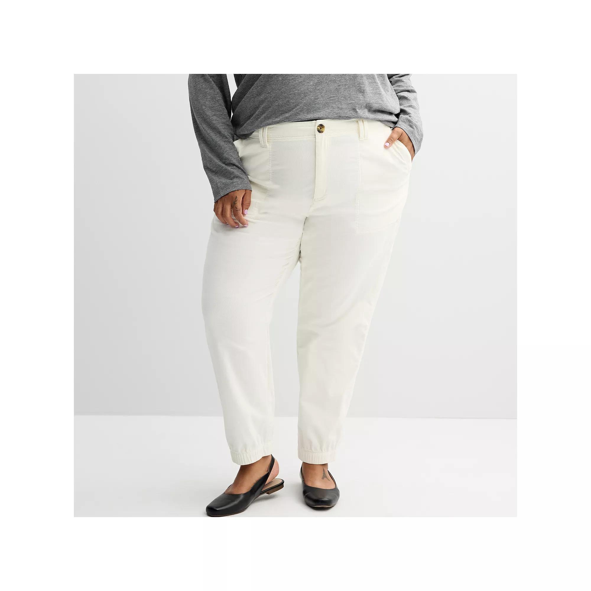 Plus Size Sonoma Goods For Life® Corduroy Joggers, Women's, Size: 3XL, Ivory Silk Product Image