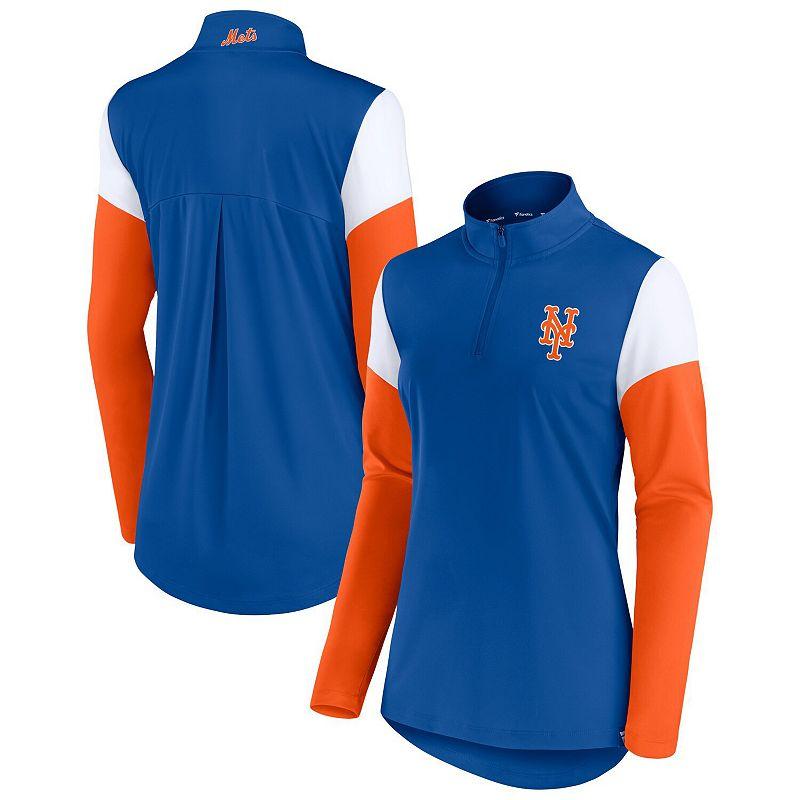 Women's Fanatics Branded Royal/Orange New York Mets Authentic Fleece Quarter-Zip Jacket, Size: Large, Blue Product Image