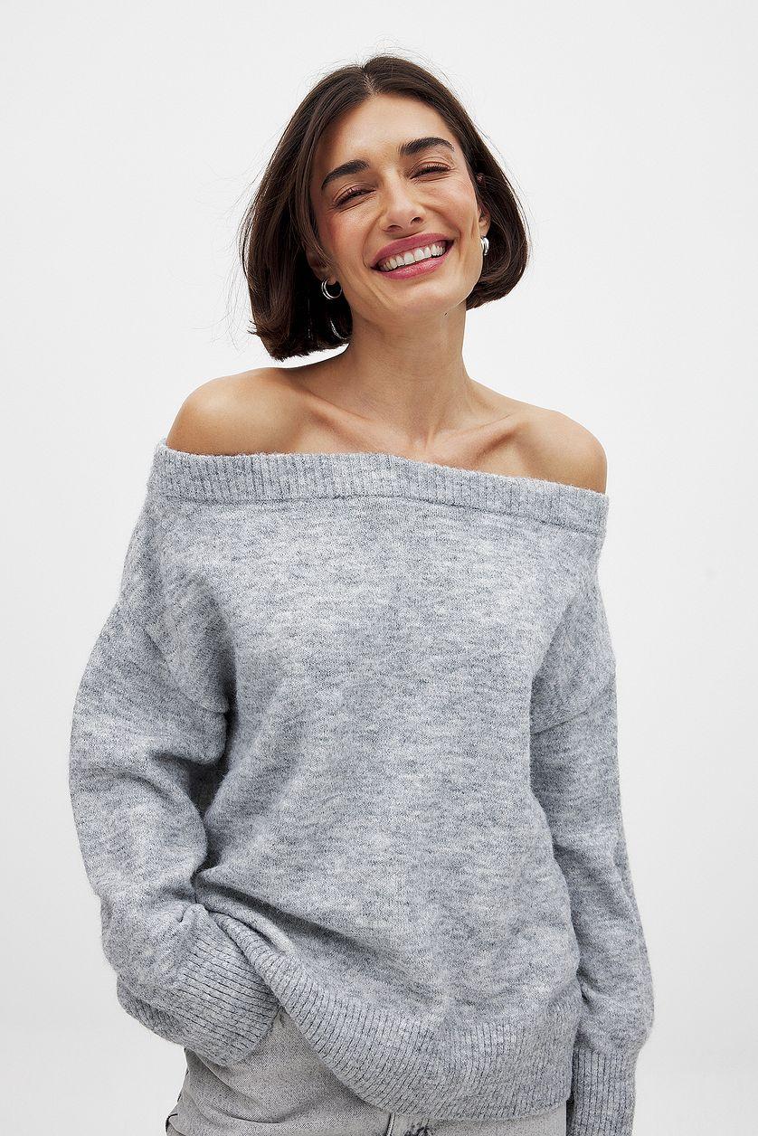 Knitted Off Shoulder Sweater Product Image