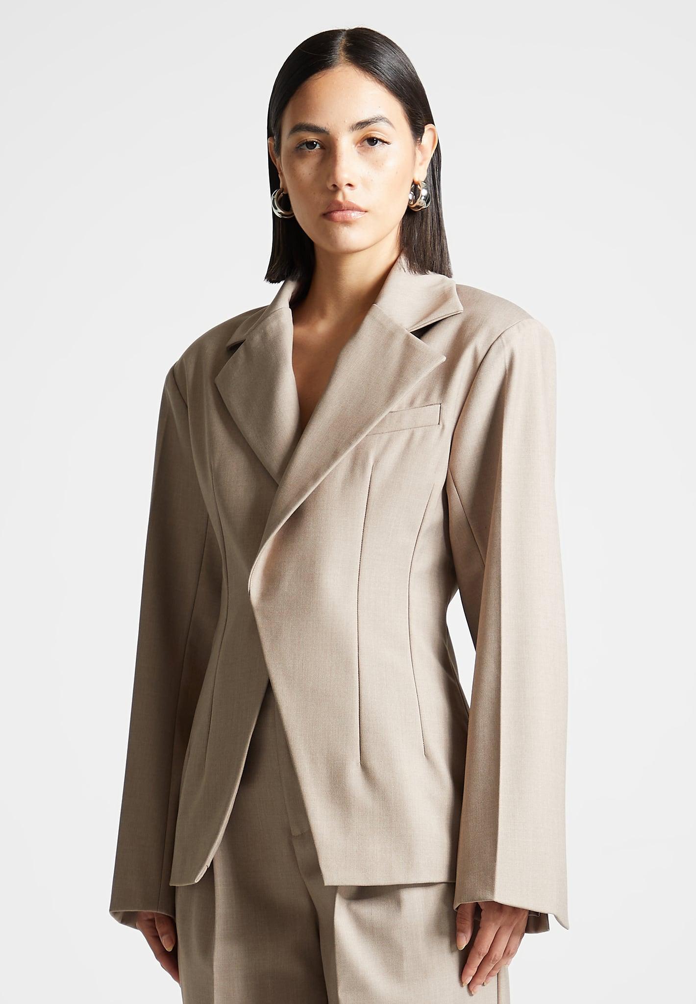 Tailored Double Breasted Blazer - Taupe Female Product Image