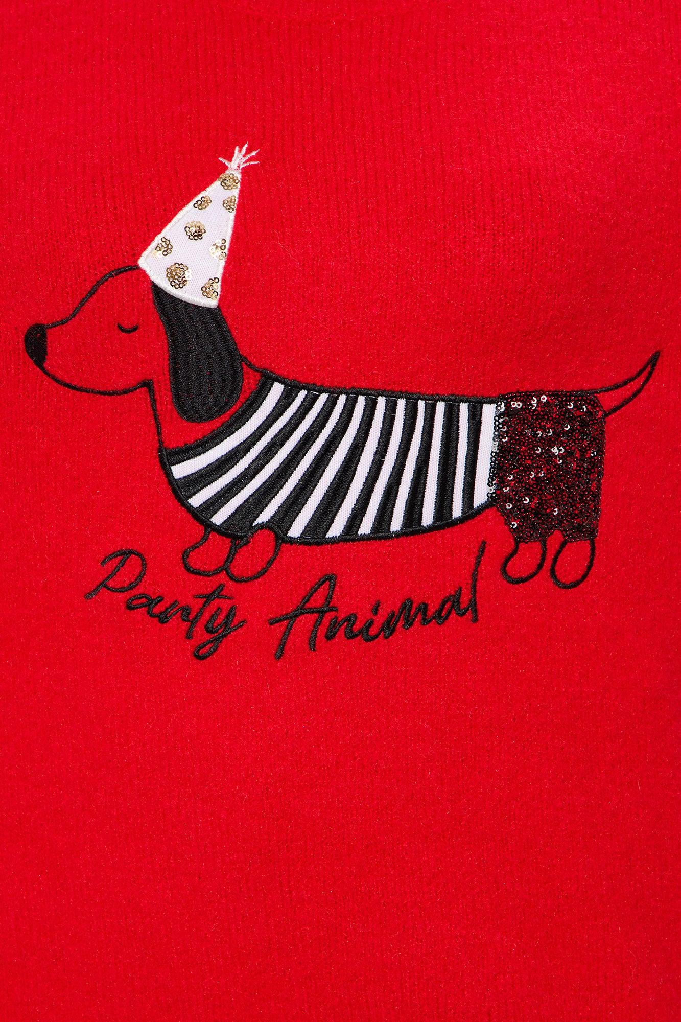 It's Pawty Time Sweater - Red/combo Female Product Image