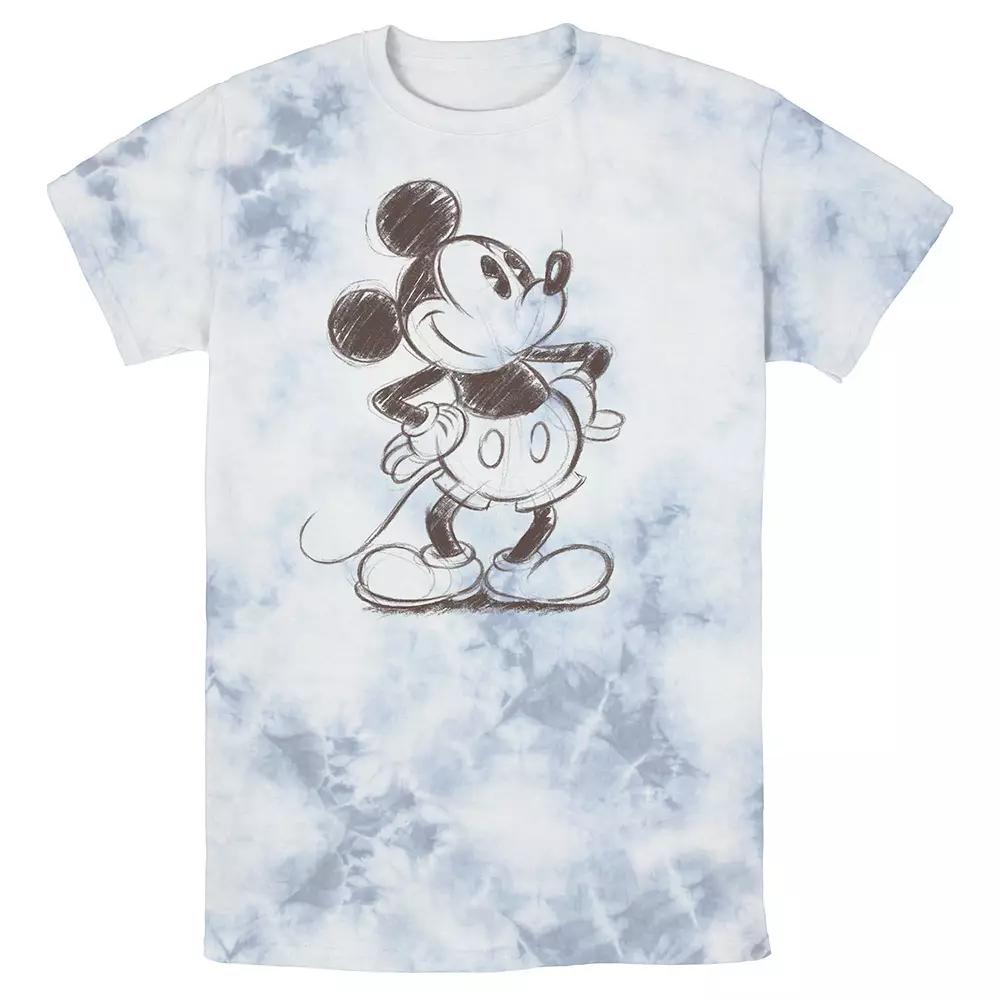 Men's Disney Mickey Mouse Pencil Sketch Original Wash Tee, Size: Large, White Blue Product Image