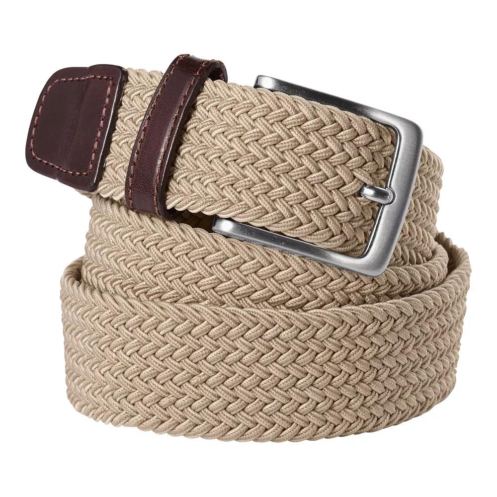 Men's Lands' End Elastic Braid Leather Trim Belt,  Product Image