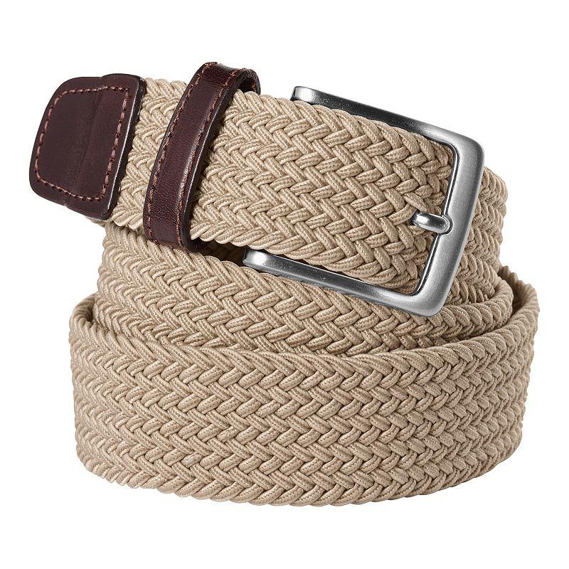 Men's Lands' End Elastic Braid Leather Trim Belt,  Product Image