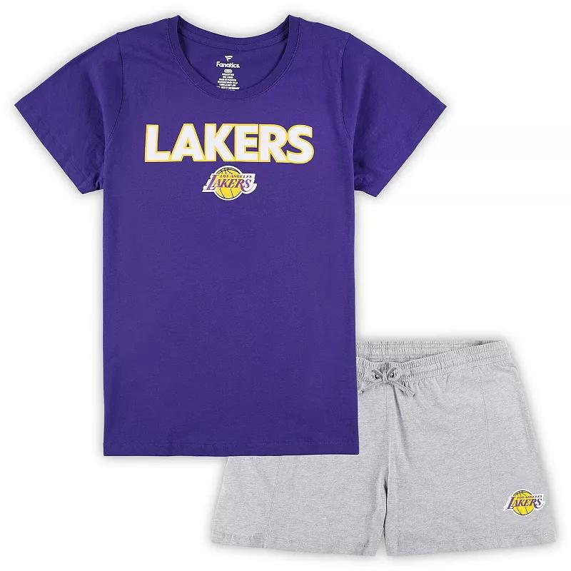 Women's Fanatics Branded Purple/Heather Gray Los Angeles Lakers Plus  Product Image