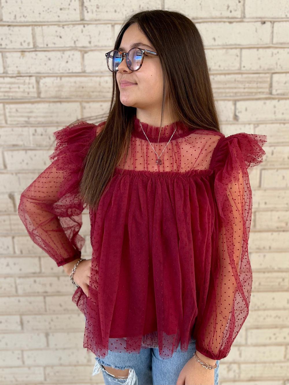 Cranberry Flare Blouse* Product Image