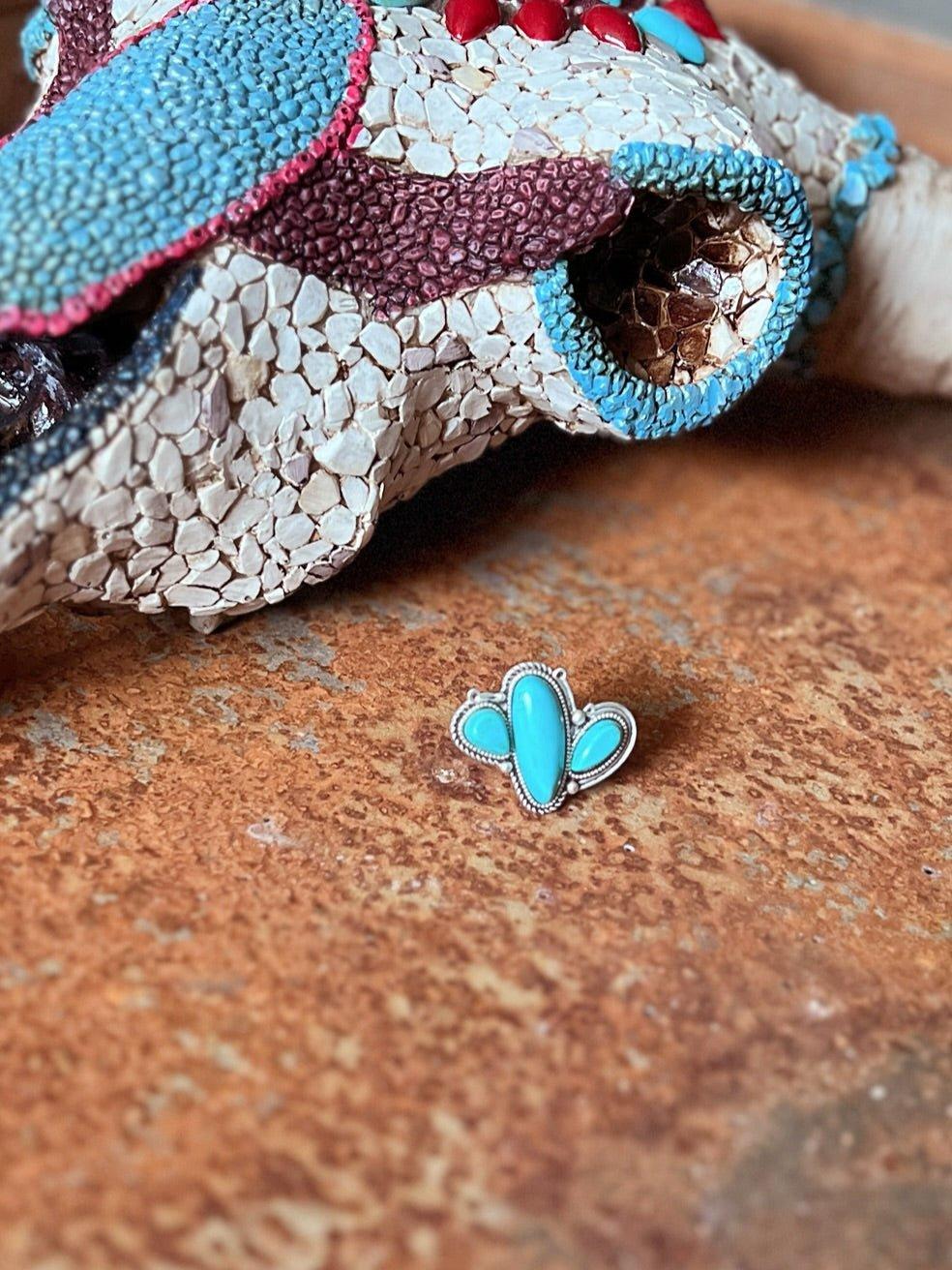 Cactus Turquoise Stone Adjustable Ring Product Image