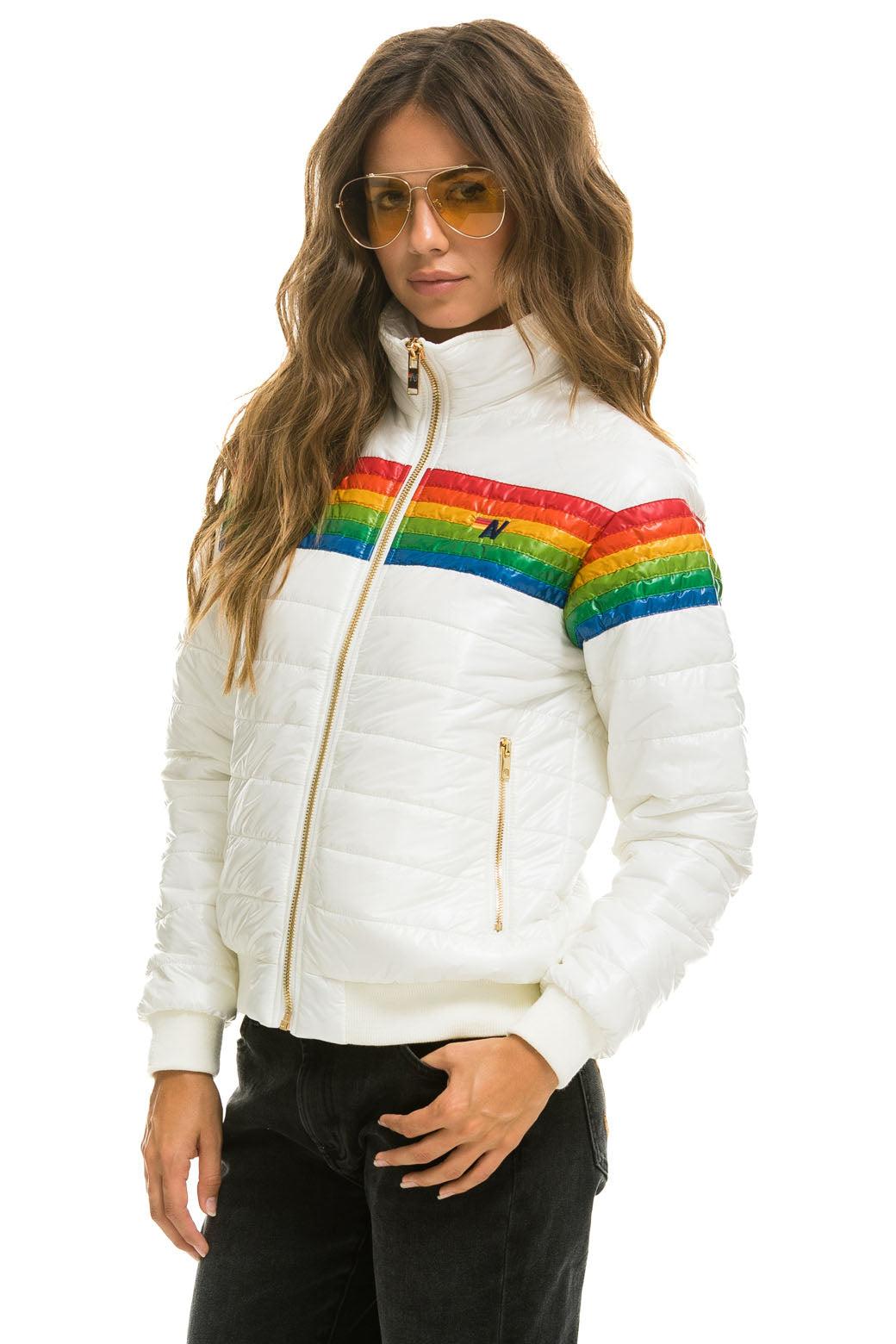 6 STRIPE JACKET -  GLOSSY WHITE Female Product Image