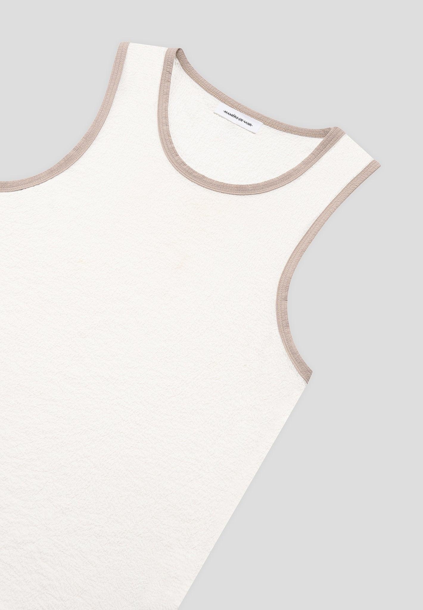Seersucker Vest - White/Beige Male Product Image