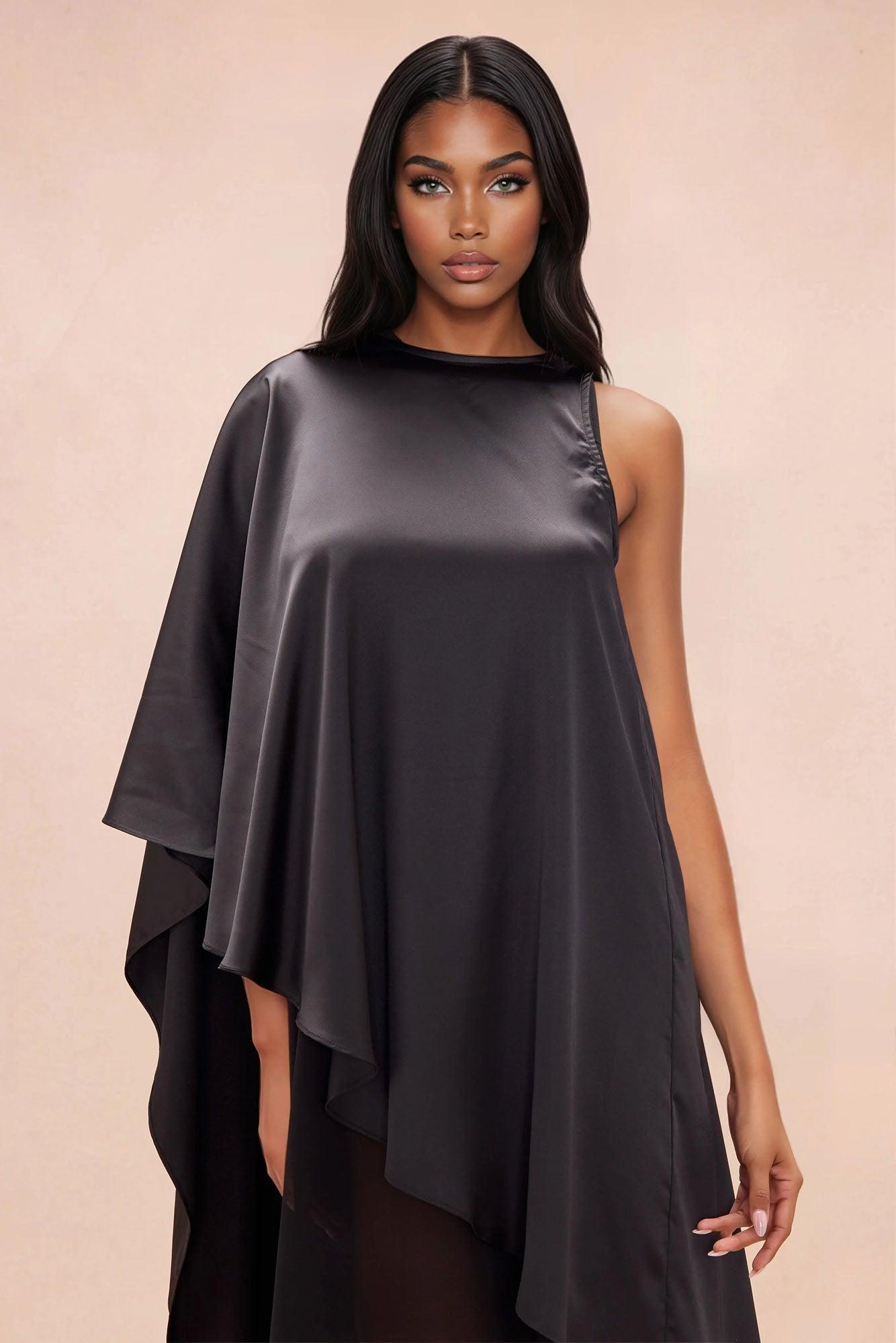 Cosmia Satin Maxi Dress - Black Female Product Image