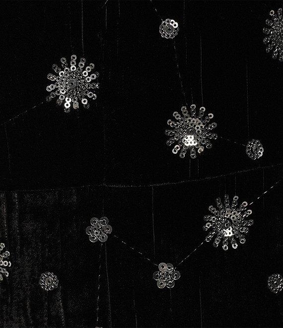 Eliza J Velvet Applique V-Neck Short Puff Sleeve Side Pocket Mini Dress Product Image