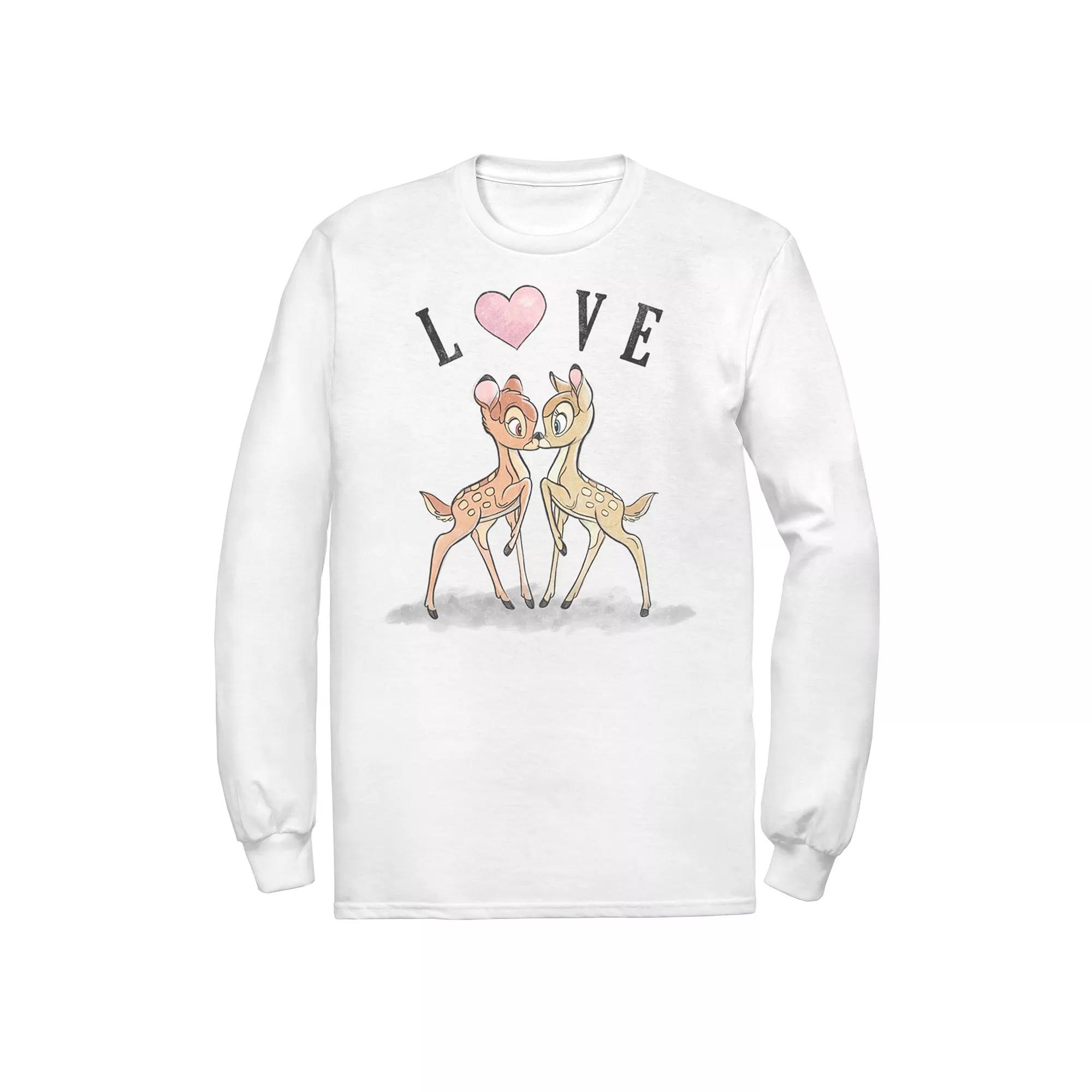 Men's Disney Bambi Love Valentines Day Tee, Size: Large, White Product Image