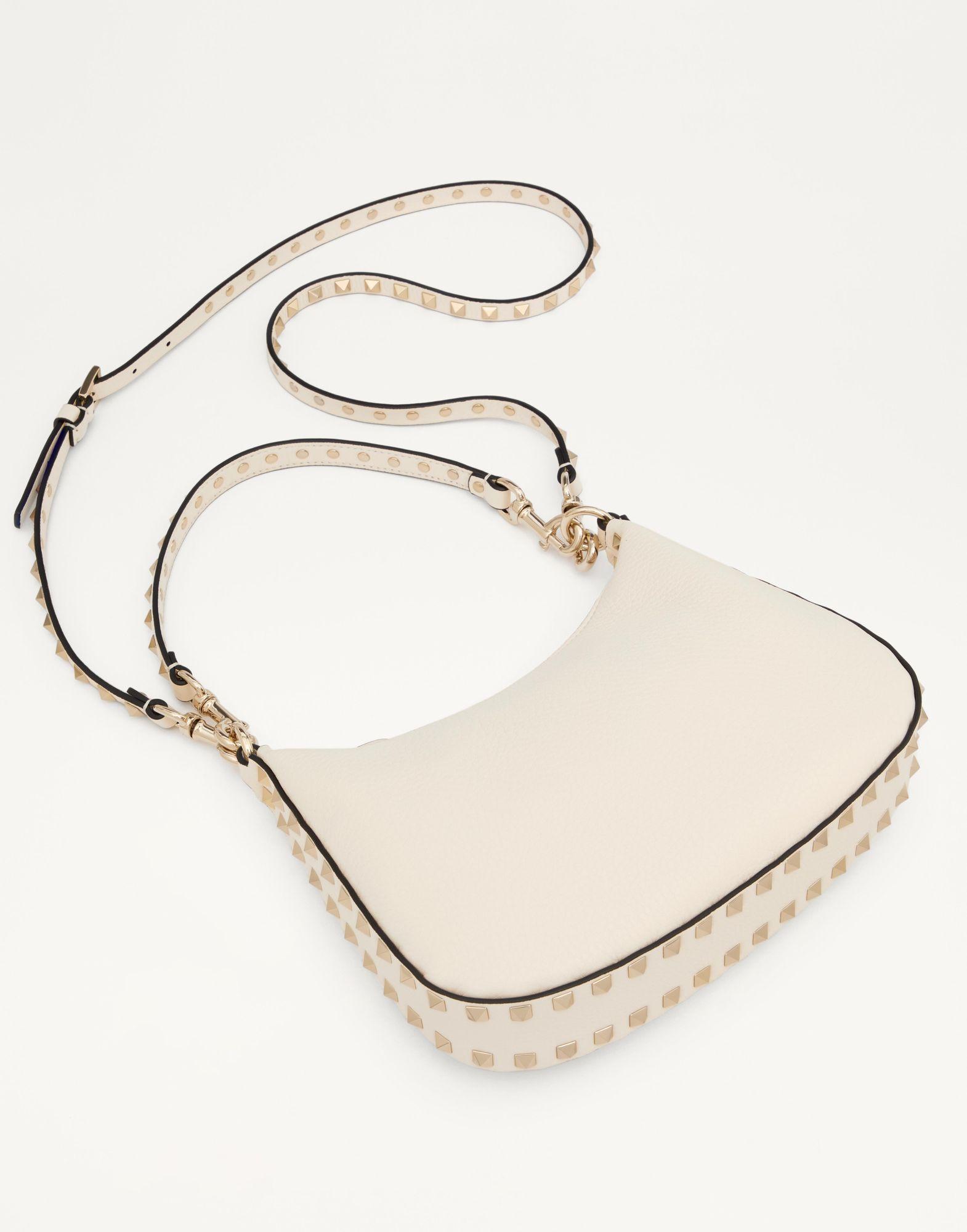 Small Rockstud Hobo Bag In Grainy Calfskin Product Image