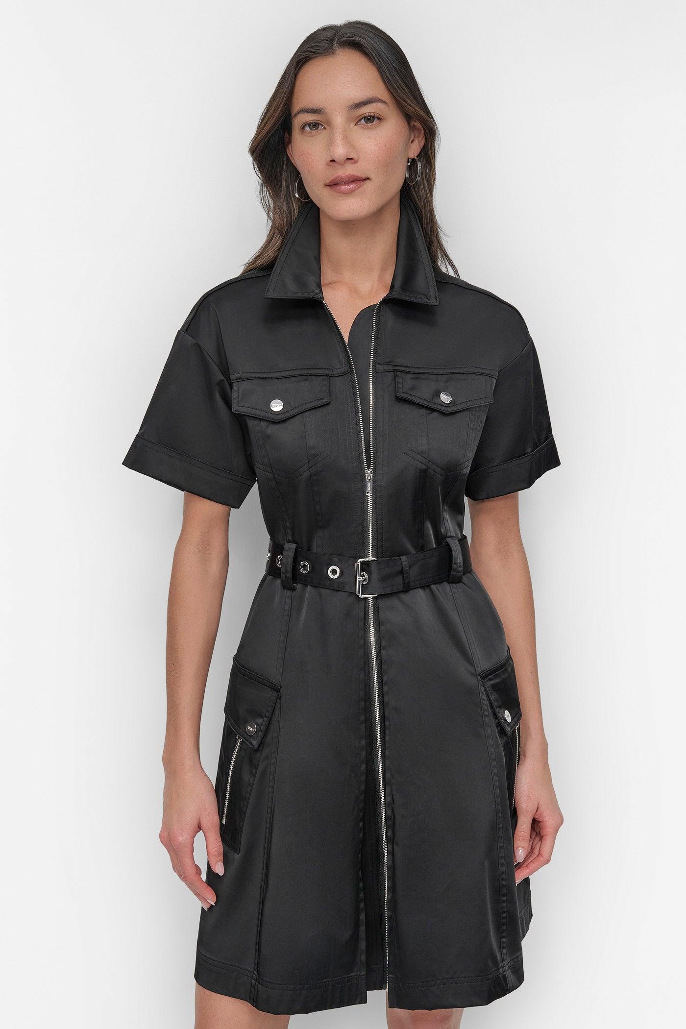 SHIRT DRESS WITH FRONT ZIPPER Product Image