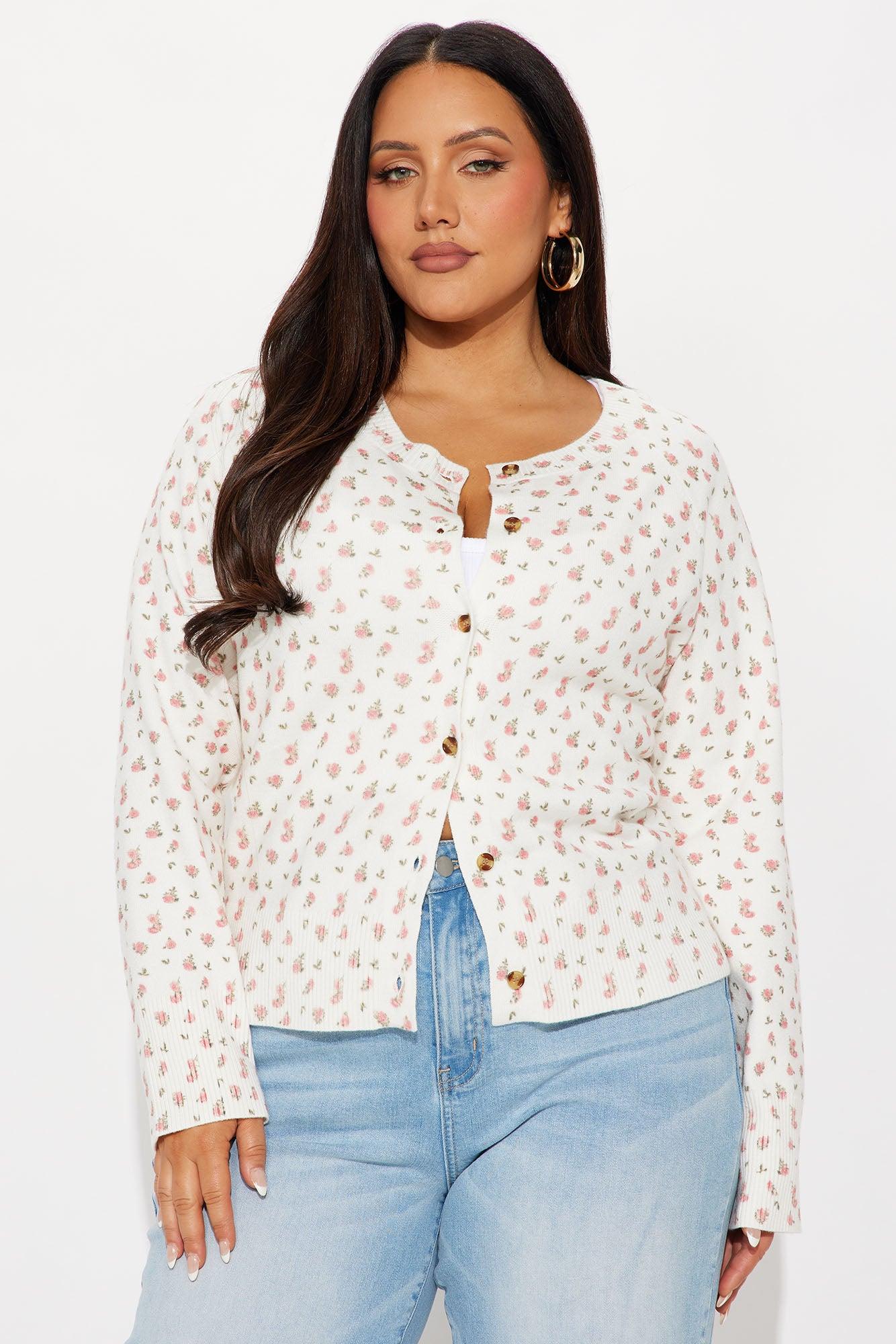 In Full Bloom Ditsy Floral Cardigan Sweater - Ivory/combo Product Image