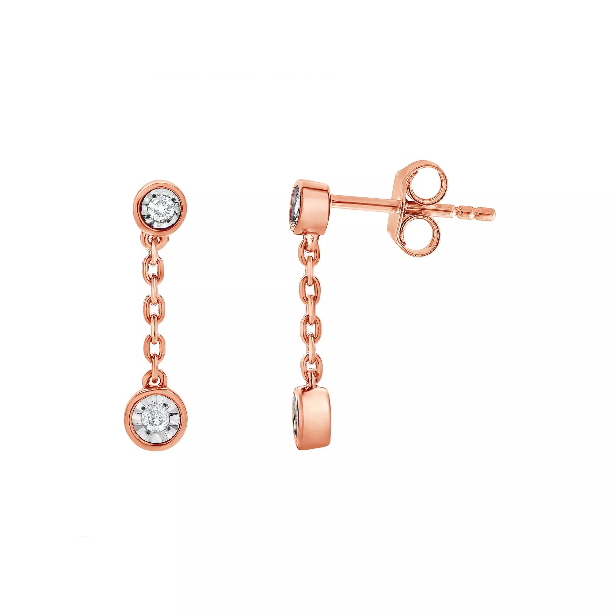 Diamond Brilliance Sterling Silver 1/10 Carat T.W. Lab-Grown Diamond Dangling Earrings, Women's, Pink Tone Product Image